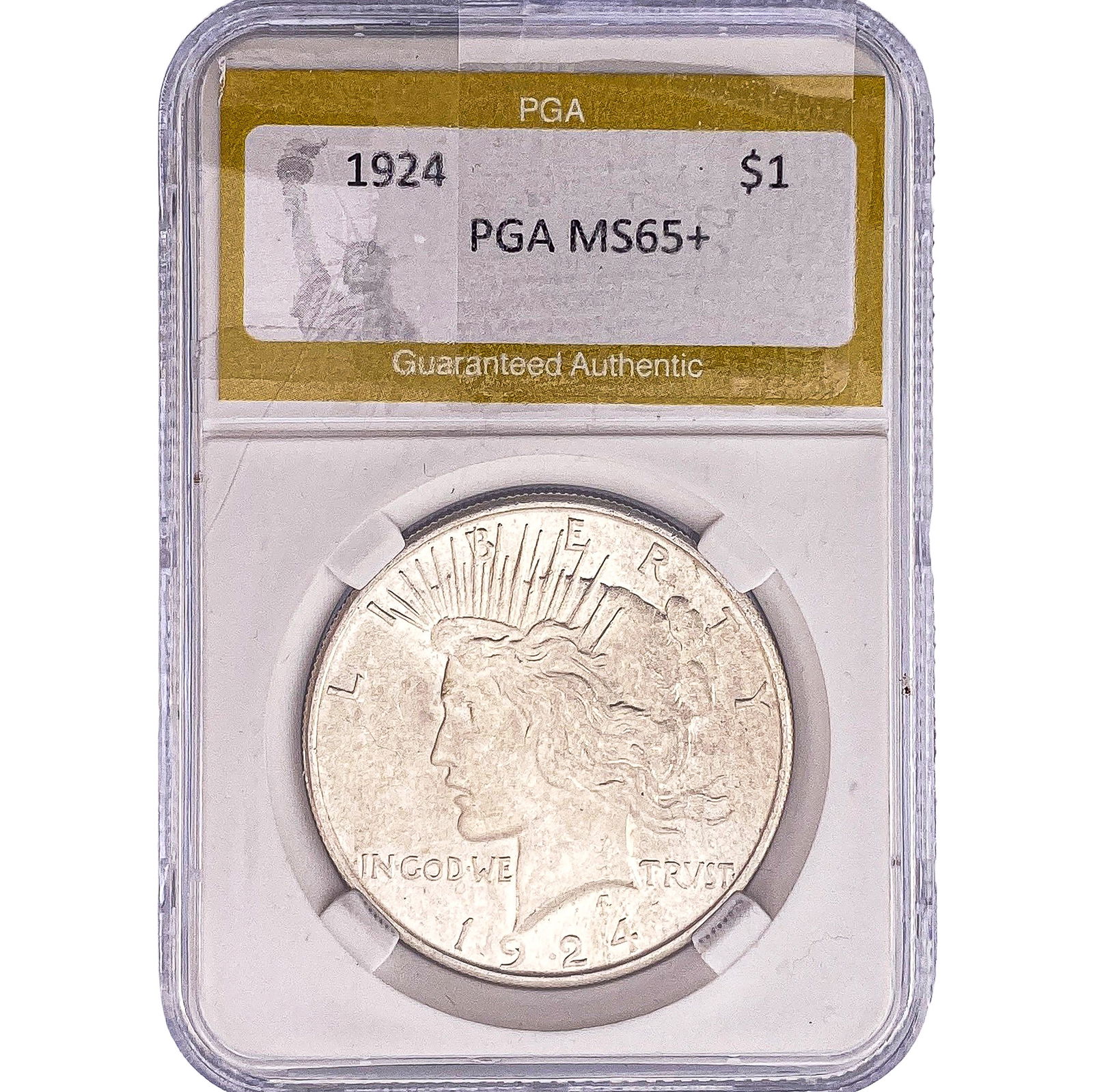 1924 Silver Peace Dollar PGA MS65+: 1924 Silver Peace Dollar PGA MS65+