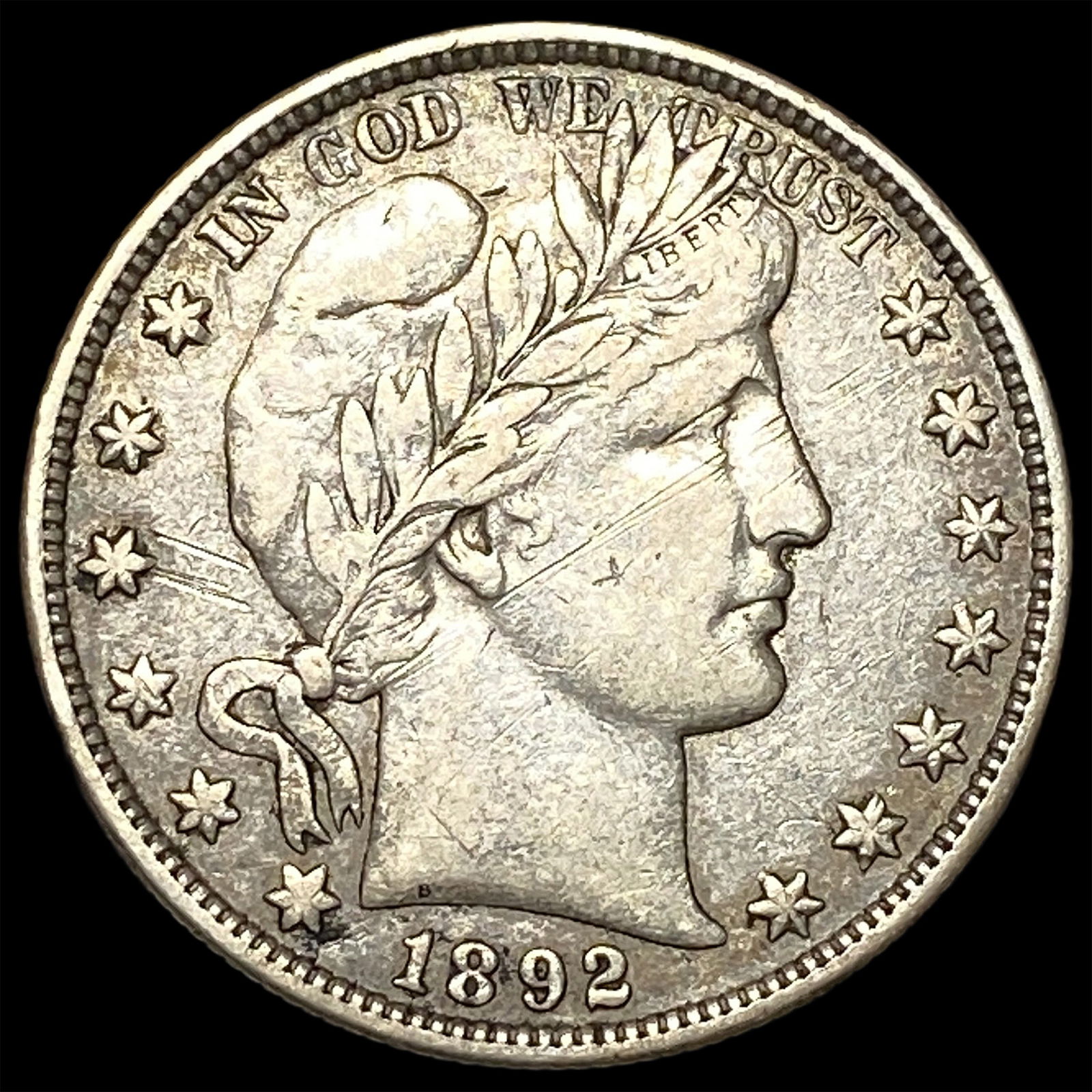 1892 Silver Half Dollar (Barber) NEARLY UNCIRCULATED: 1892 Silver Half Dollar (Barber) NEARLY UNCIRCULATED