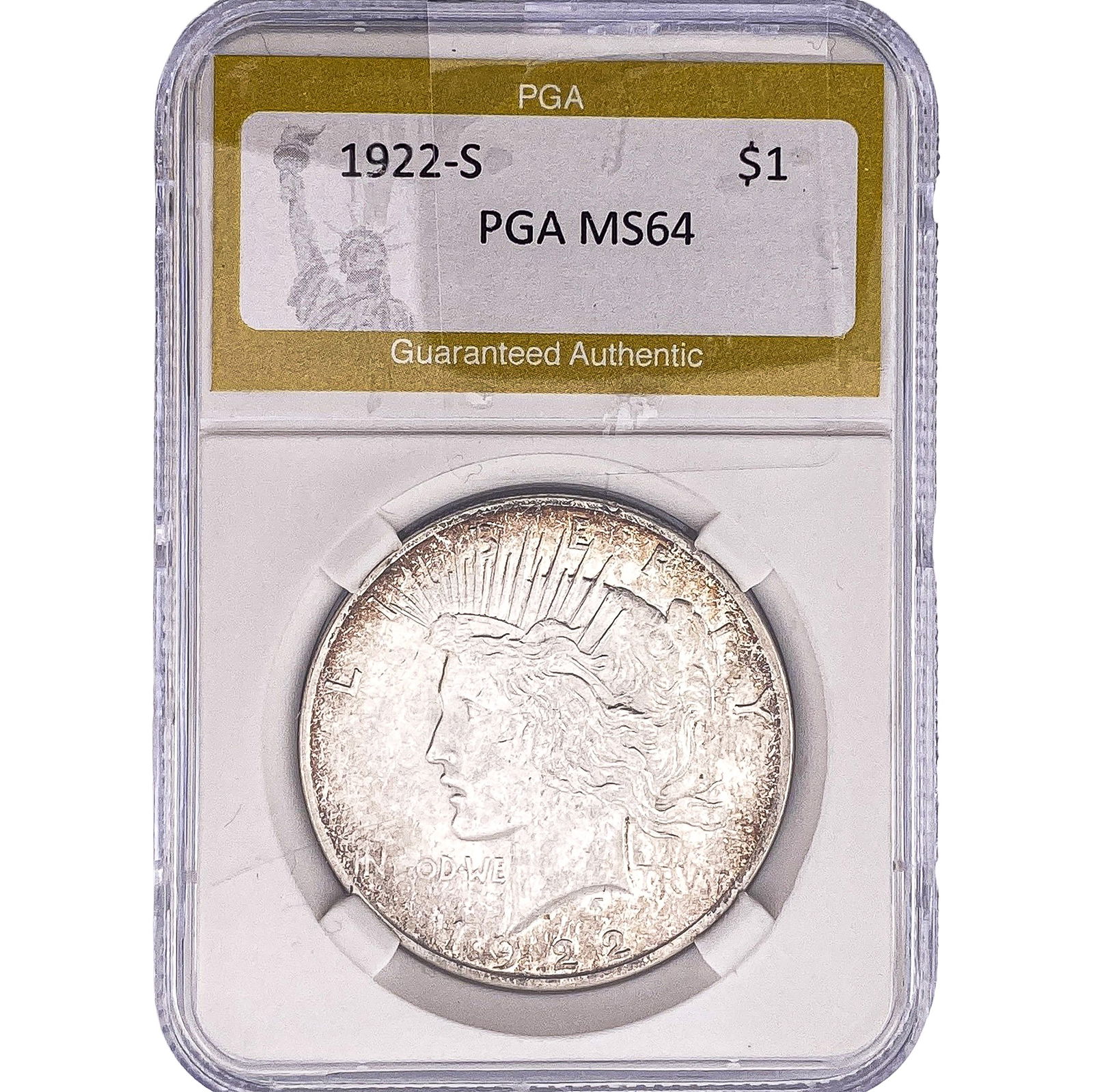 1922-S Silver Peace Dollar PGA MS64: 1922-S Silver Peace Dollar PGA MS64