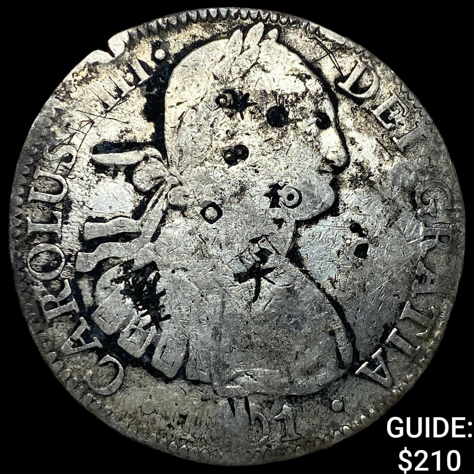 1801 Mexico Silver 8 Reales Chopmarked NEARLY UNCIRCULATED: 1801 Mexico Silver 8 Reales Chopmarked NEARLY UNCIRCULATED