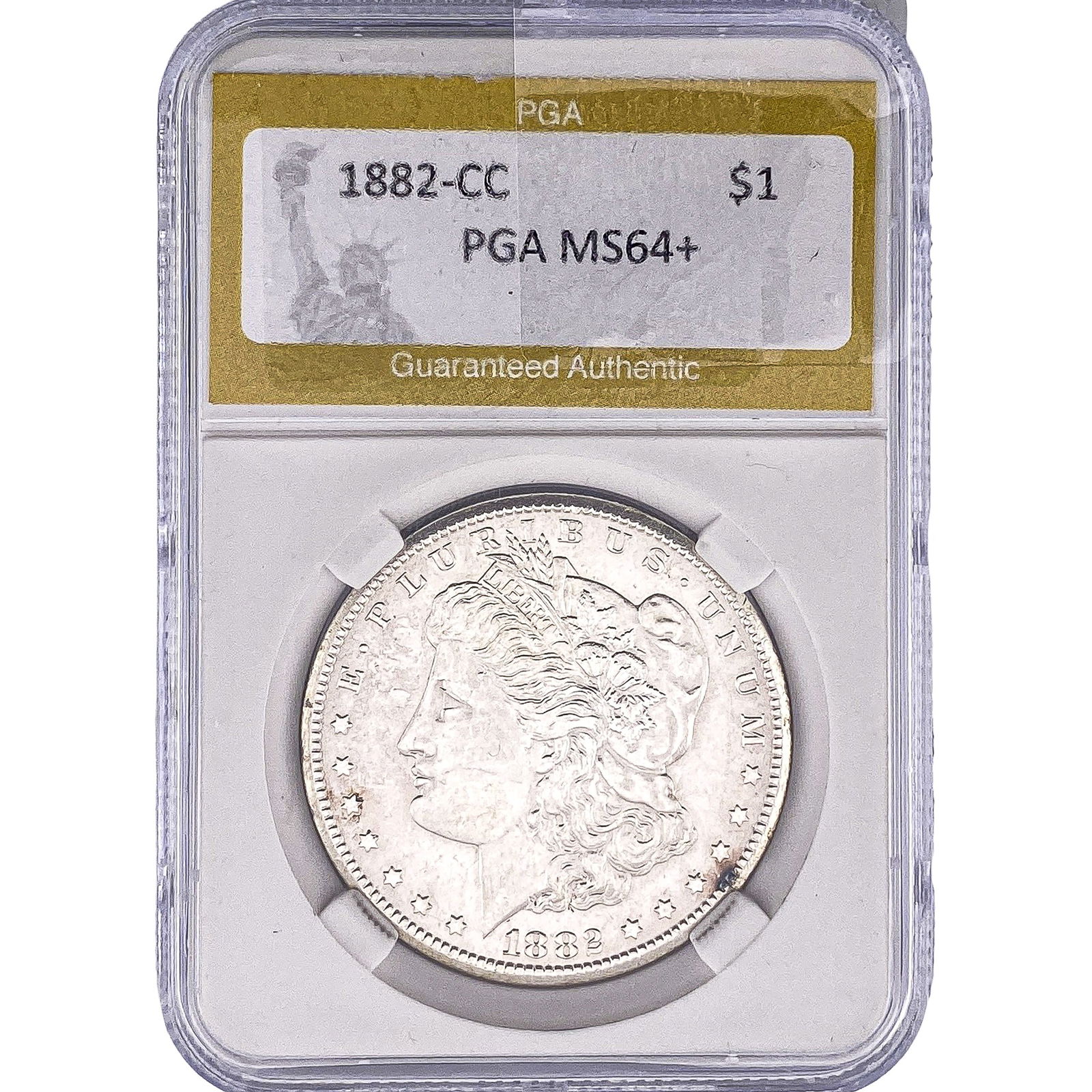 1882-CC Morgan Silver Dollar PGA MS64+: 1882-CC Morgan Silver Dollar PGA MS64+
