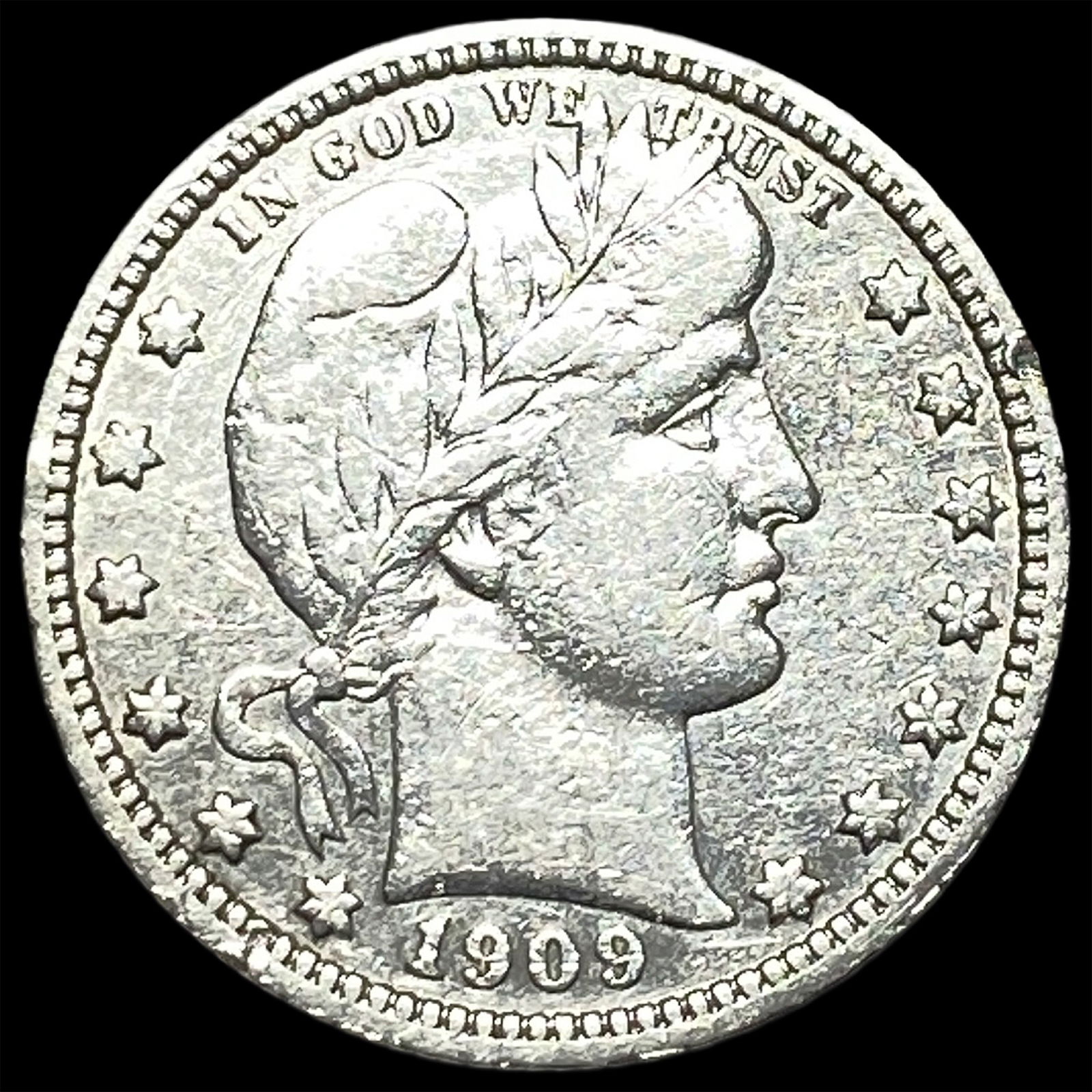1909 Barber Silver Quarter ABOUT UNCIRCULATED (1 of 2)
