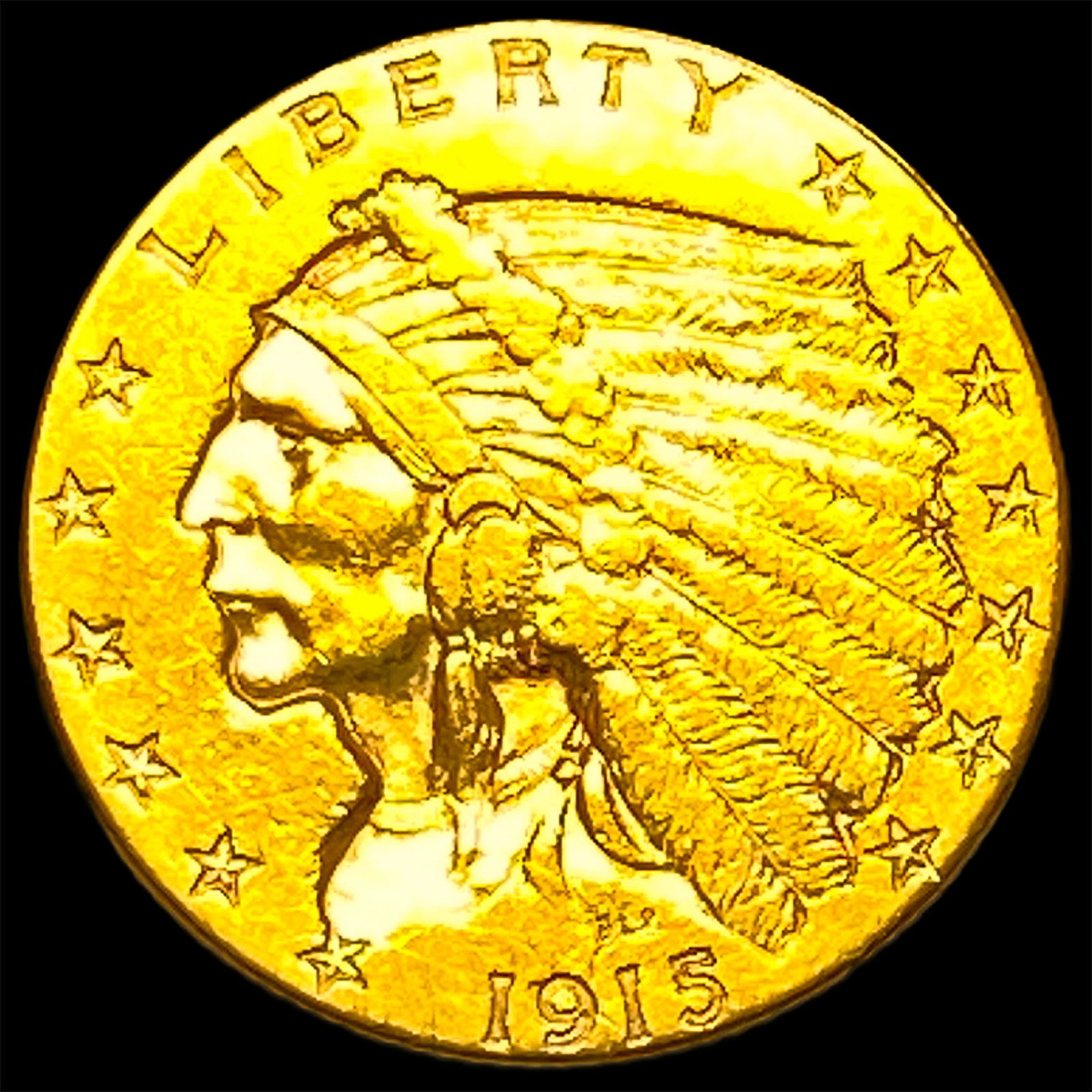 1915 Indian Head $2.5 Gold Quarter Eagle HIGH GRADE (1 of 2)