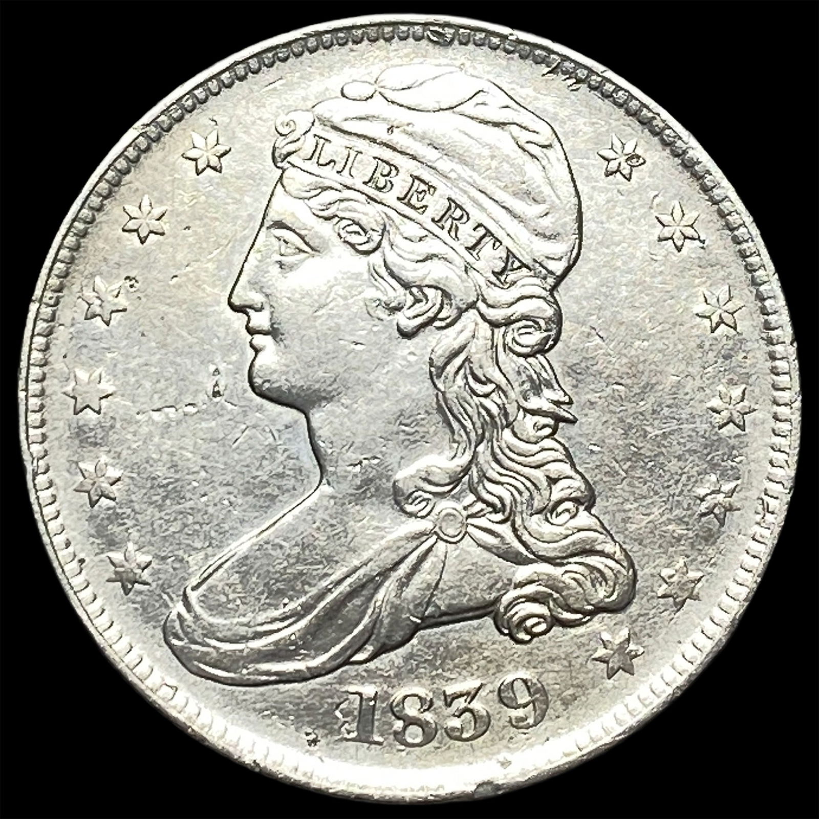 1839 Silver Half Dollar (Capped Bust) CLOSELY UNCIRCULATED (1 of 2)