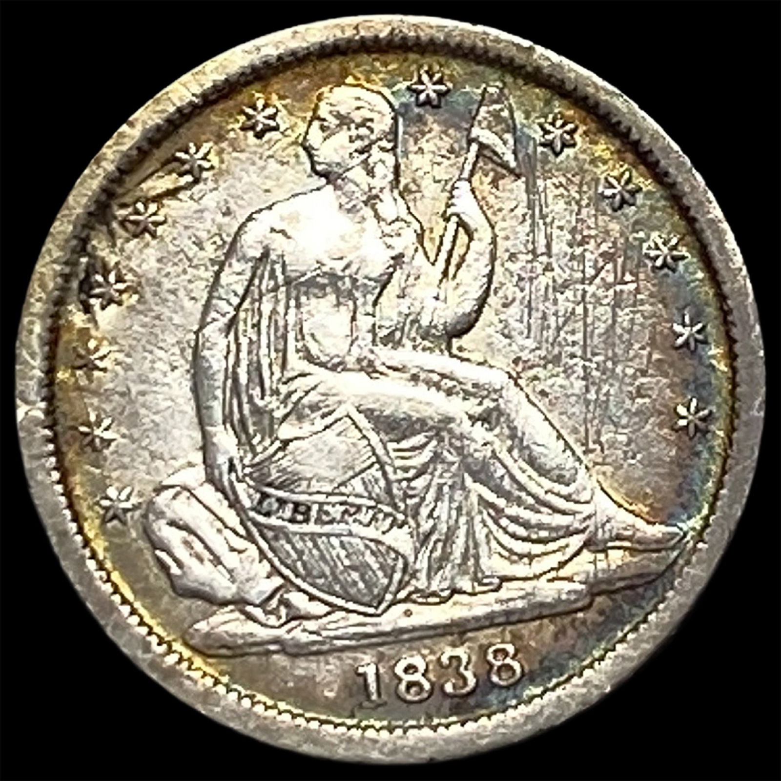 1838 Silver Seated Liberty Dime CLOSELY UNCIRCULATED: 1838 Silver Seated Liberty Dime CLOSELY UNCIRCULATED