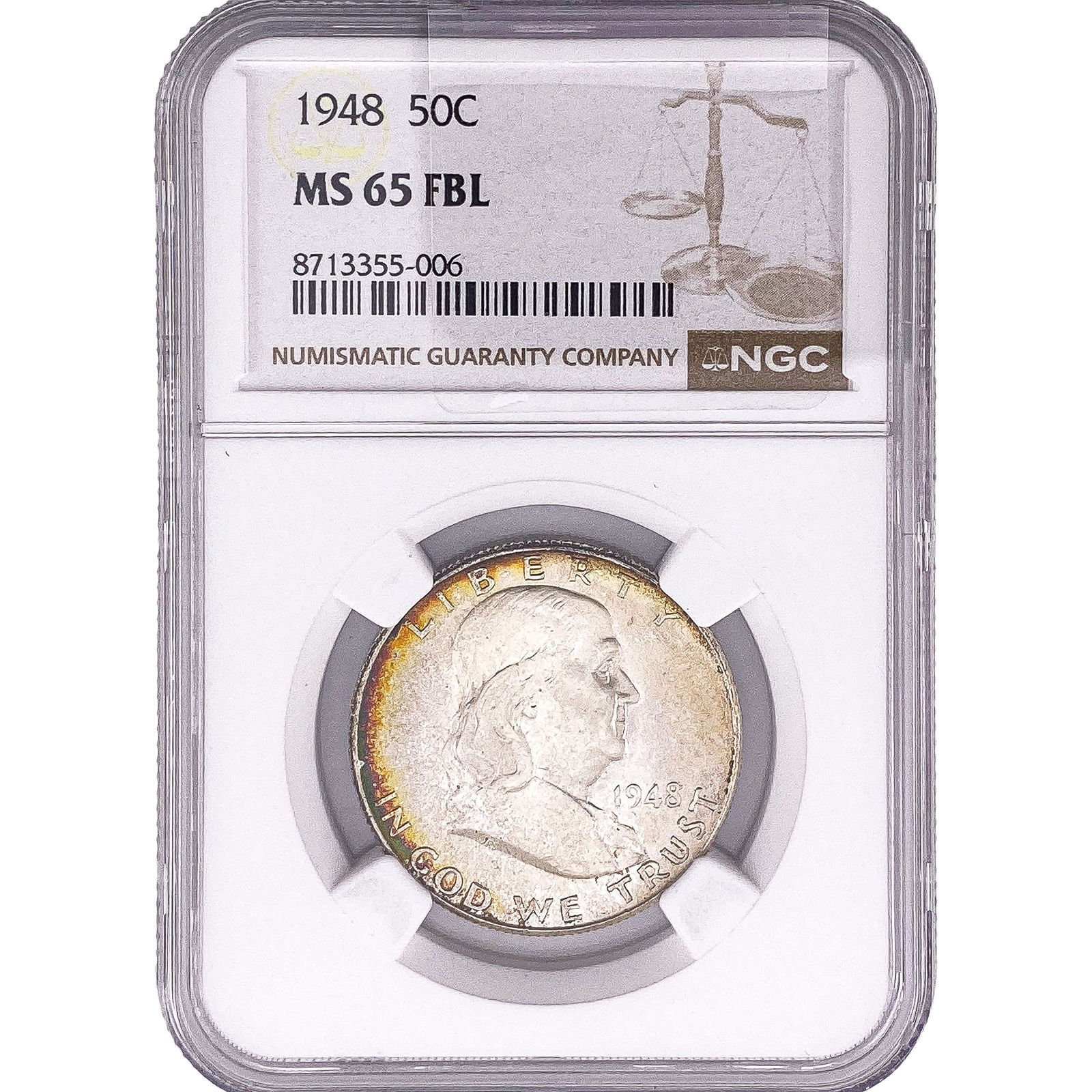 1948 Franklin Half Dollar NGC MS65 FBL: 1948 Franklin Half Dollar NGC MS65 FBL