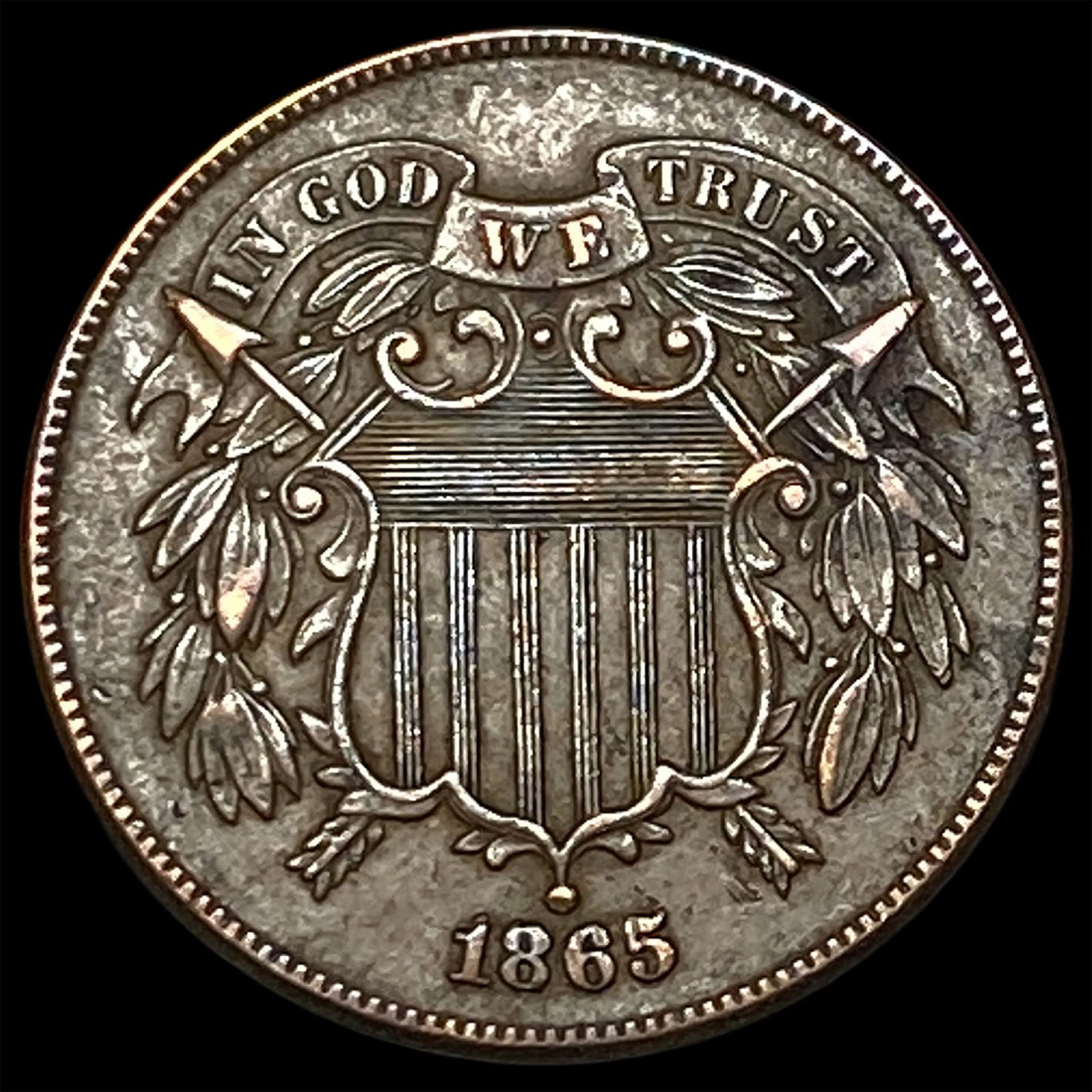 1865 Copper Two-Cent Piece CLOSELY UNCIRCULATED (1 of 2)