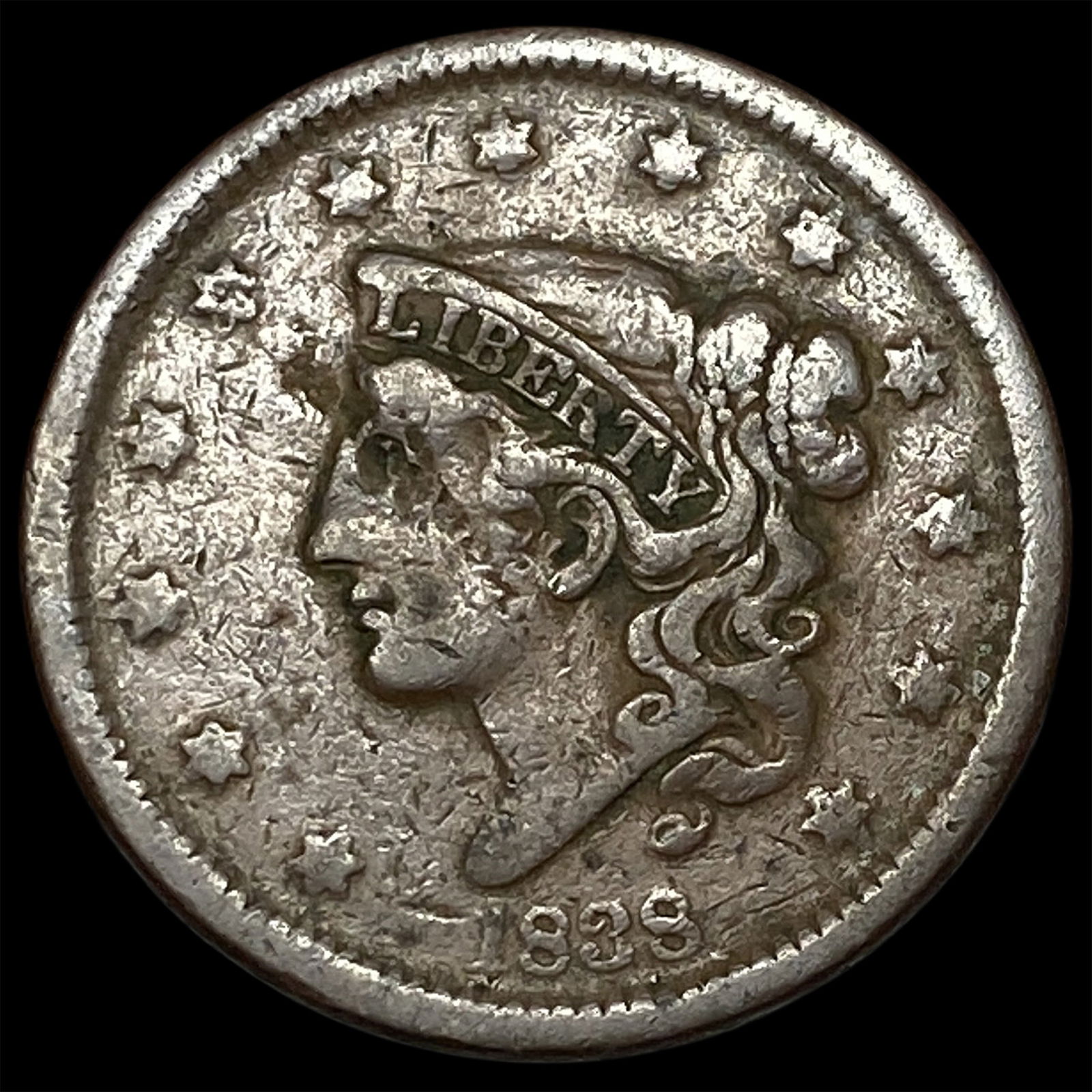 1838 Coronet Head Large Cent LIGHTLY CIRCULATED (1 of 2)