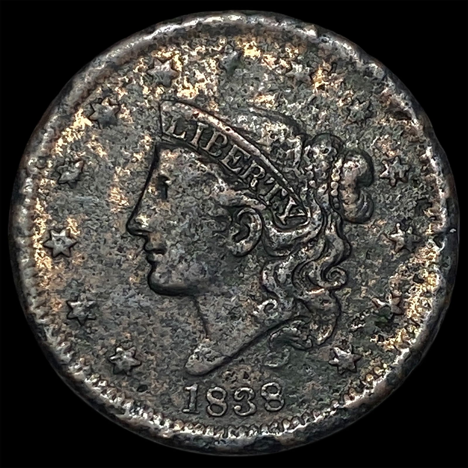 1838 Coronet Head Large Cent NICELY CIRCULATED (1 of 2)