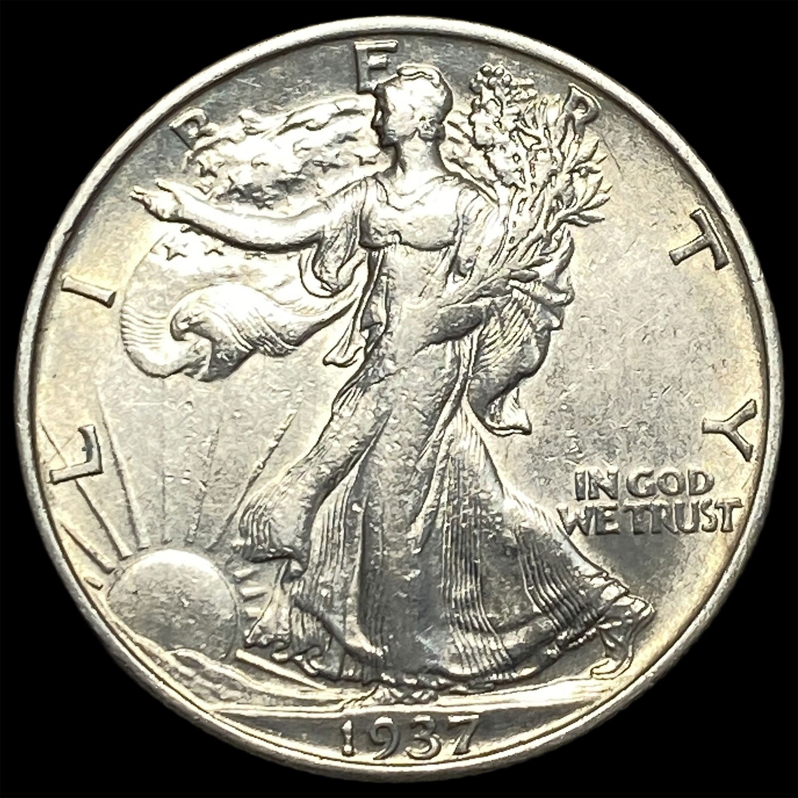 1937-S Silver Half Dollar Walking Liberty CLOSELY UNCIRCULATED: 1937-S Silver Half Dollar Walking Liberty CLOSELY UNCIRCULATED