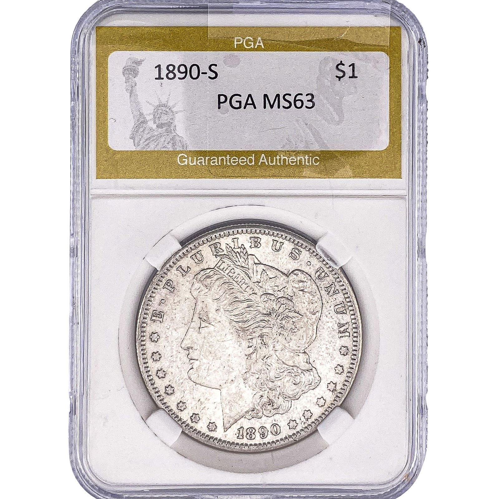 1890-S Morgan Silver Dollar PGA MS63: 1890-S Morgan Silver Dollar PGA MS63