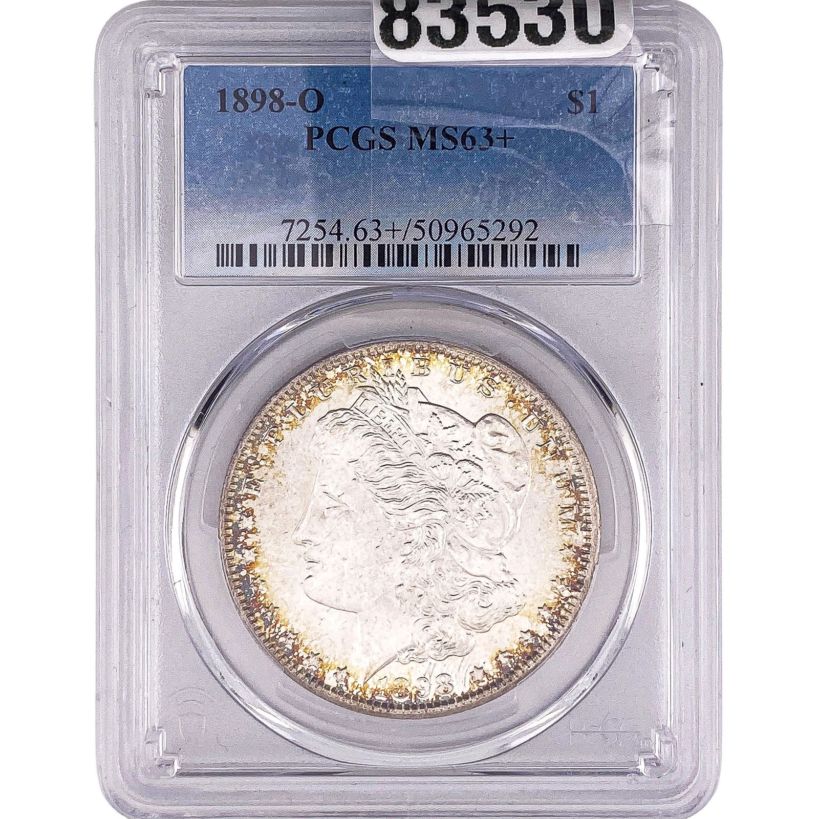 1898-O Morgan Silver Dollar PCGS MS63+: 1898-O Morgan Silver Dollar PCGS MS63+