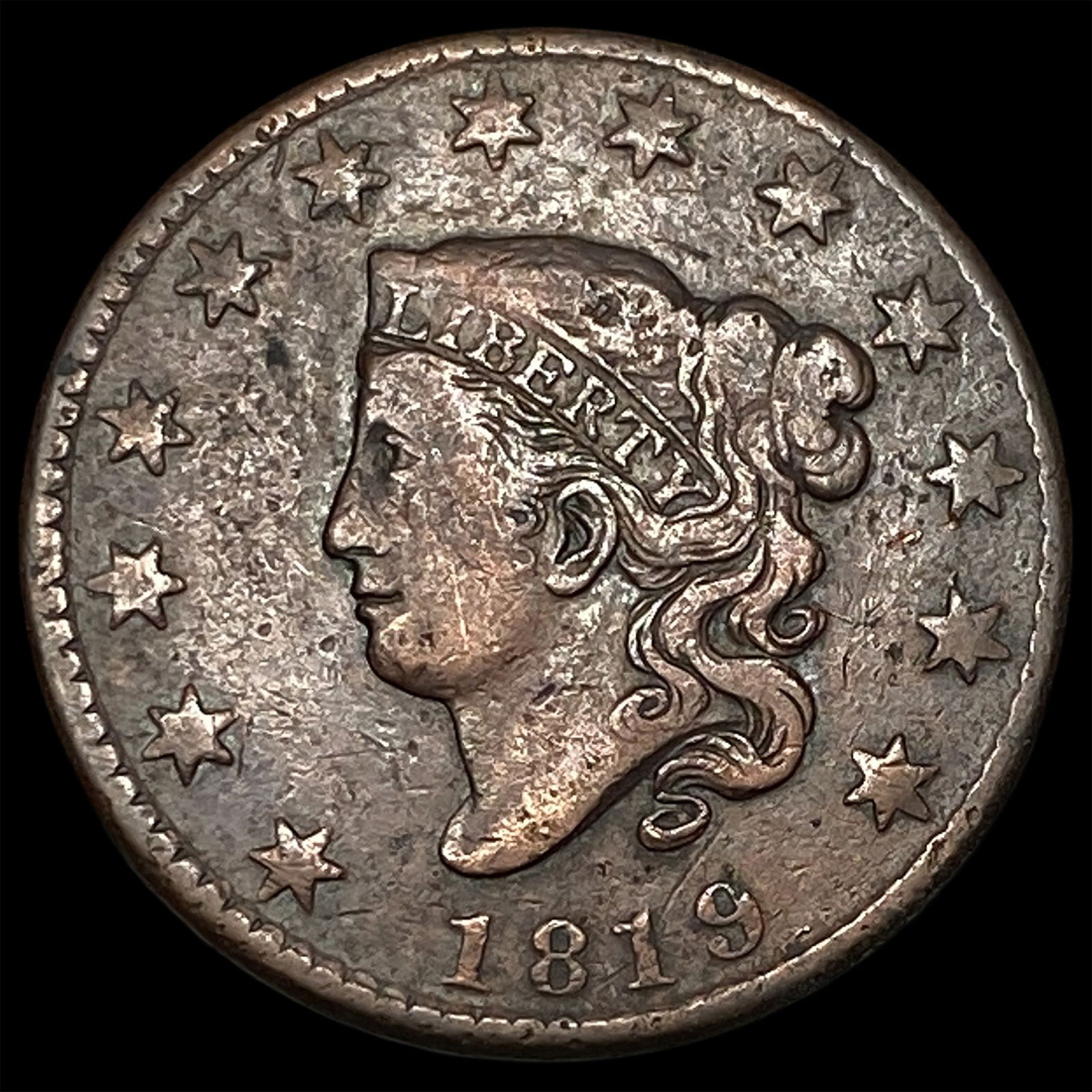 1819 Coronet Head Large Cent LIGHTLY CIRCULATED: 1819 Coronet Head Large Cent LIGHTLY CIRCULATED