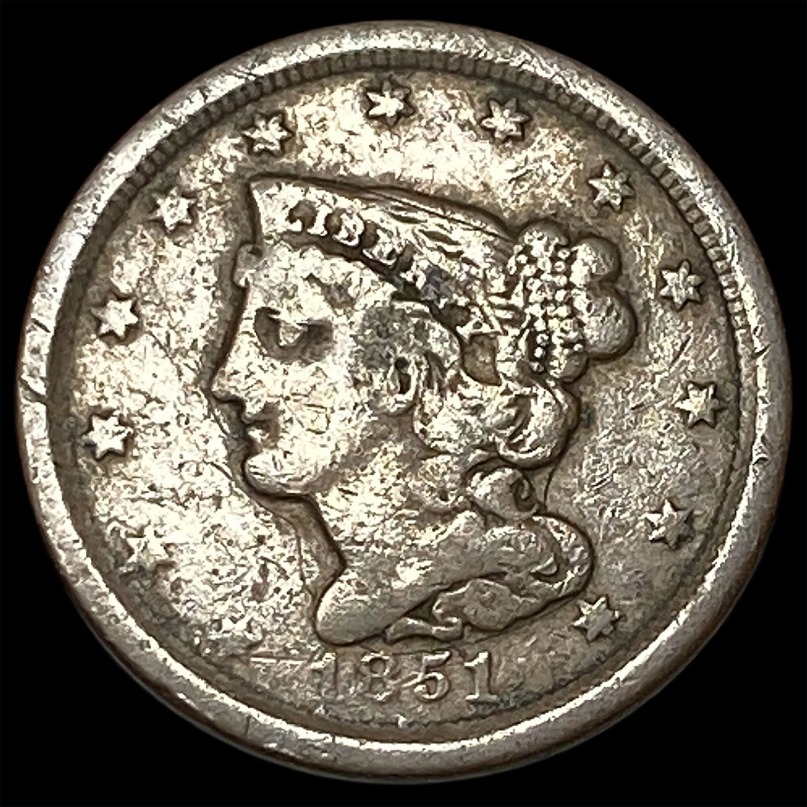 1851 Braided Hair Half Cent LIGHTLY CIRCULATED (1 of 2)