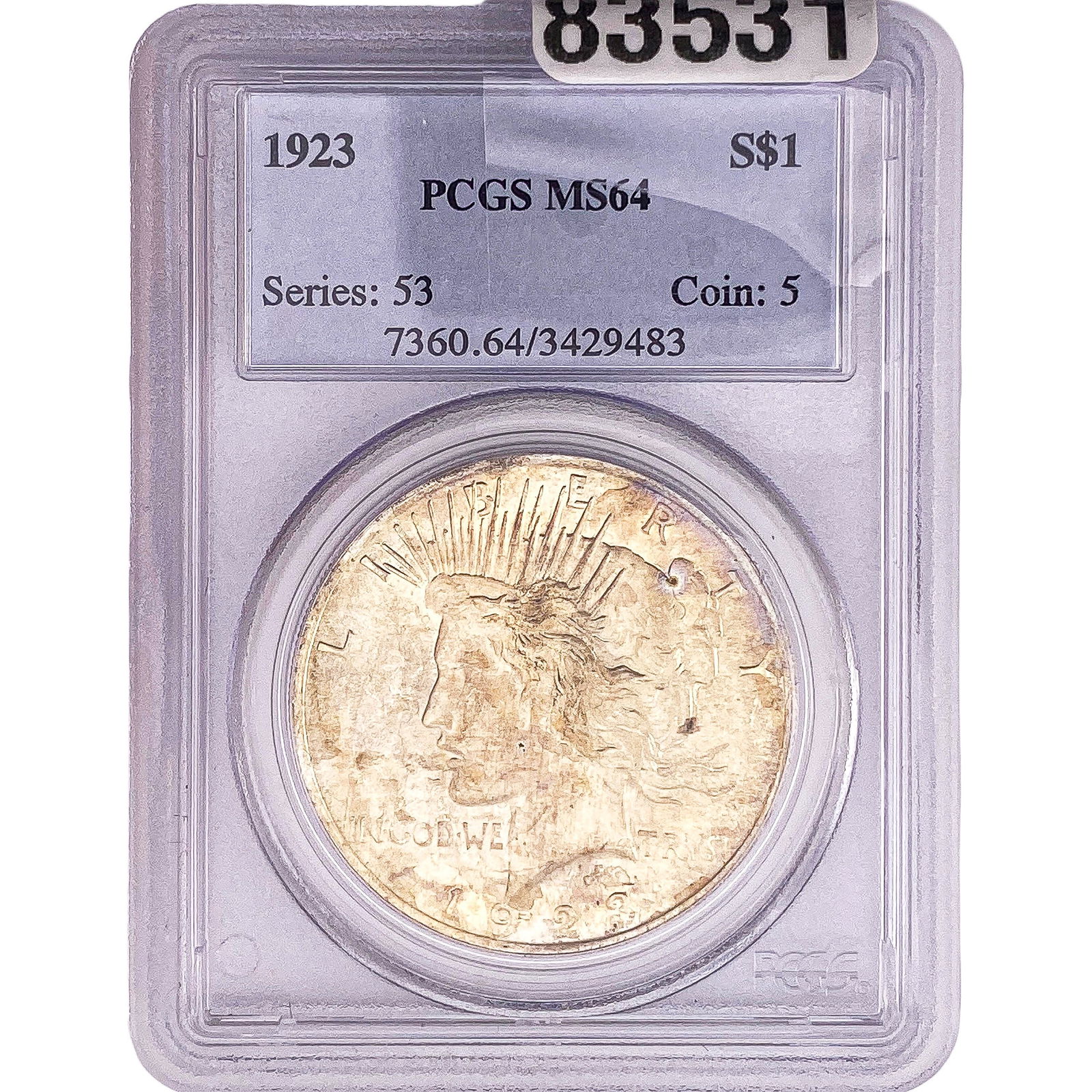 1923 Silver Peace Dollar PCGS MS64: 1923 Silver Peace Dollar PCGS MS64