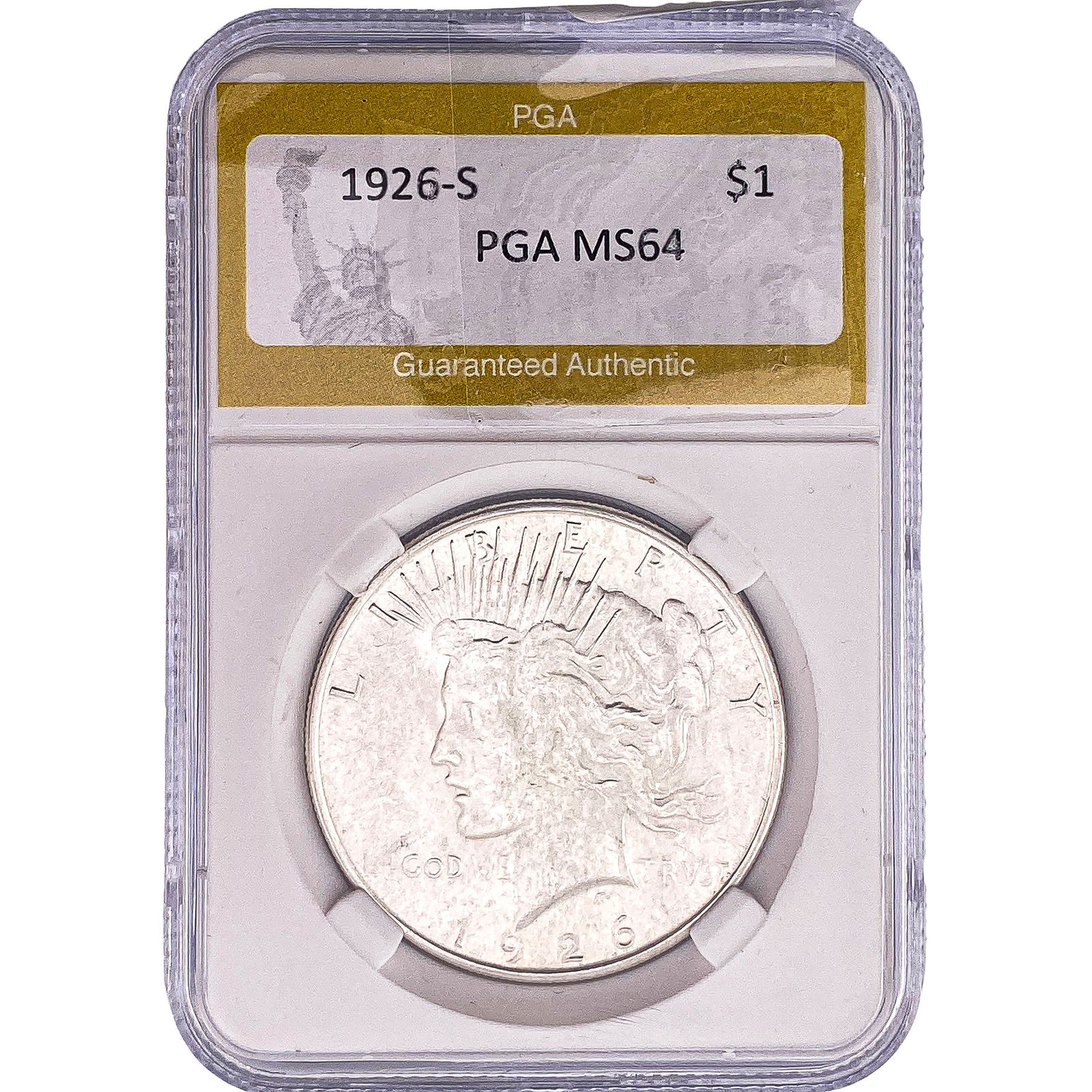 1926-S Silver Peace Dollar PGA MS64: 1926-S Silver Peace Dollar PGA MS64