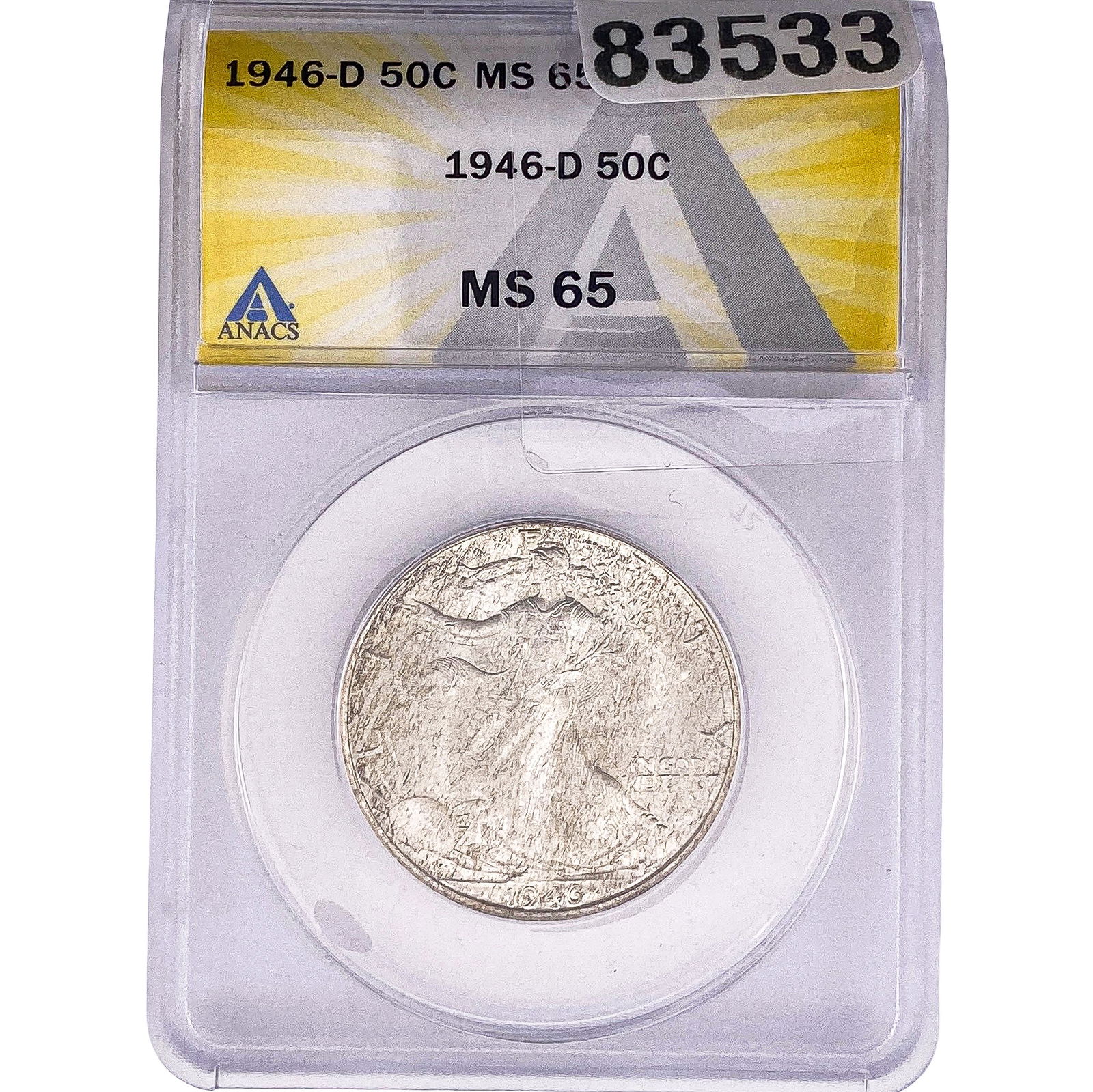 1946-D Walking Liberty Half Dollar ANACS MS65 (1 of 2)