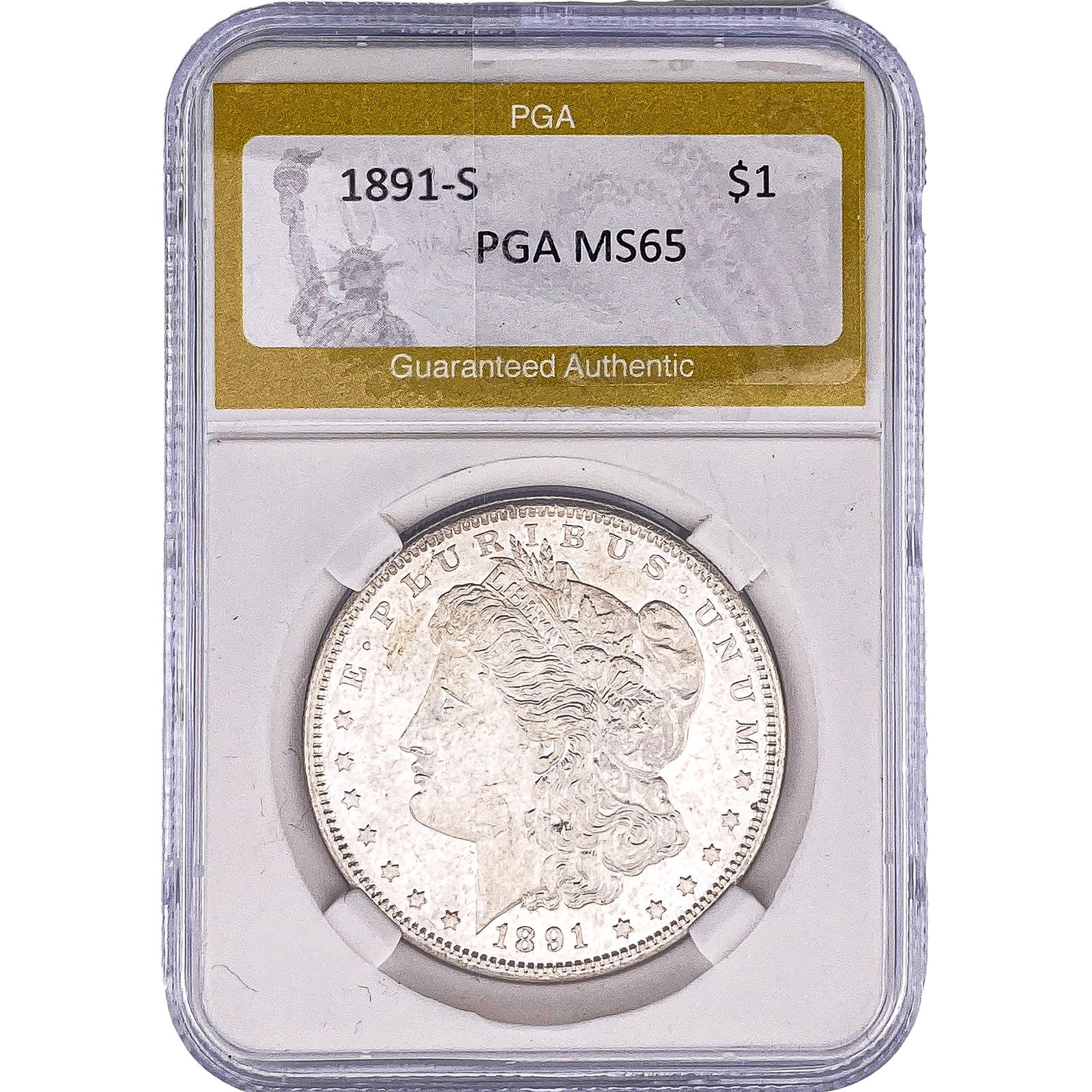 1891-S Morgan Silver Dollar PGA MS65: 1891-S Morgan Silver Dollar PGA MS65
