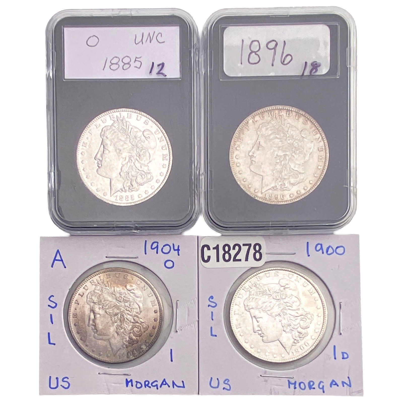 [4 Coins] 1885-1904 Morgan Silver Dollar: [4 Coins] 1885-1904 Morgan Silver Dollar