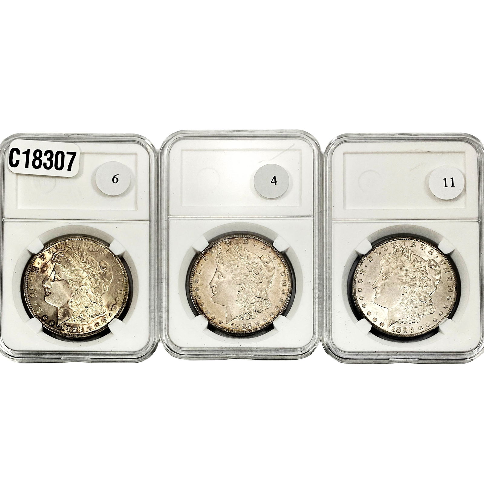 [3 Coins] 1882-1896 Morgan Silver Dollar: [3 Coins] 1882-1896 Morgan Silver Dollar