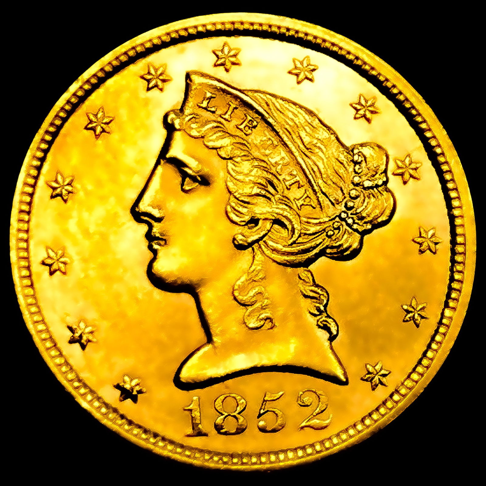 1852 $5 Gold Half Eagle (1 of 2)