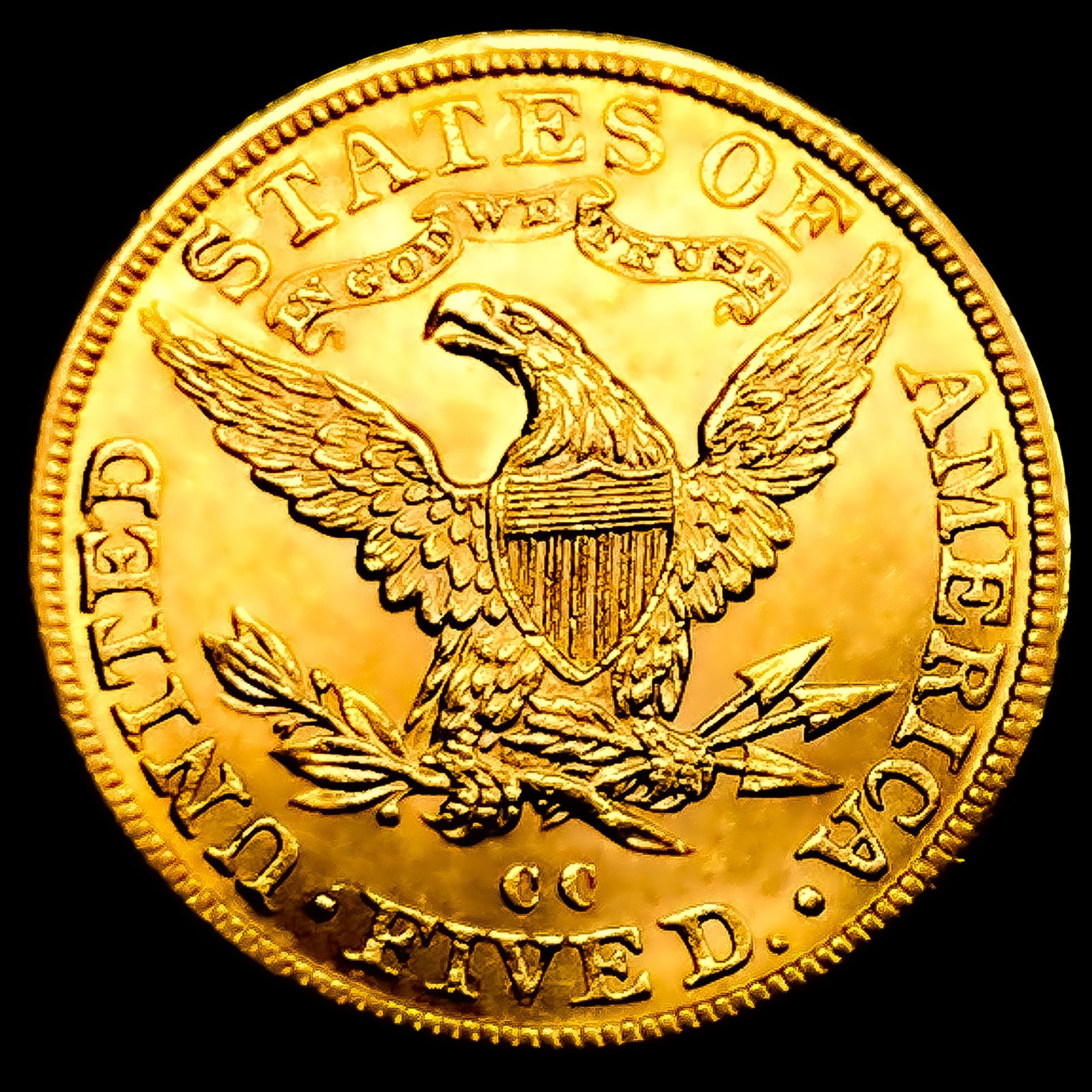 1892-CC $5 Gold Half Eagle - 2