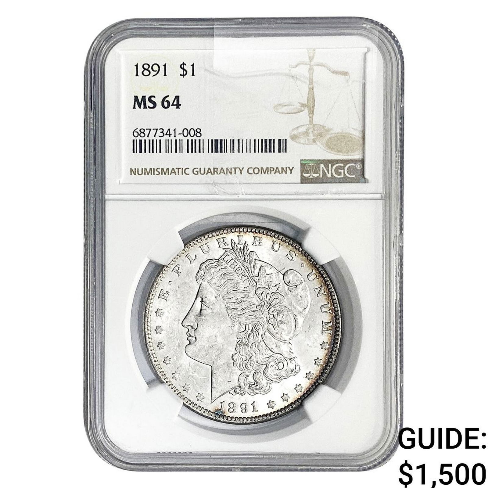1891 Morgan Silver Dollar NGC MS64: 1891 Morgan Silver Dollar NGC MS64