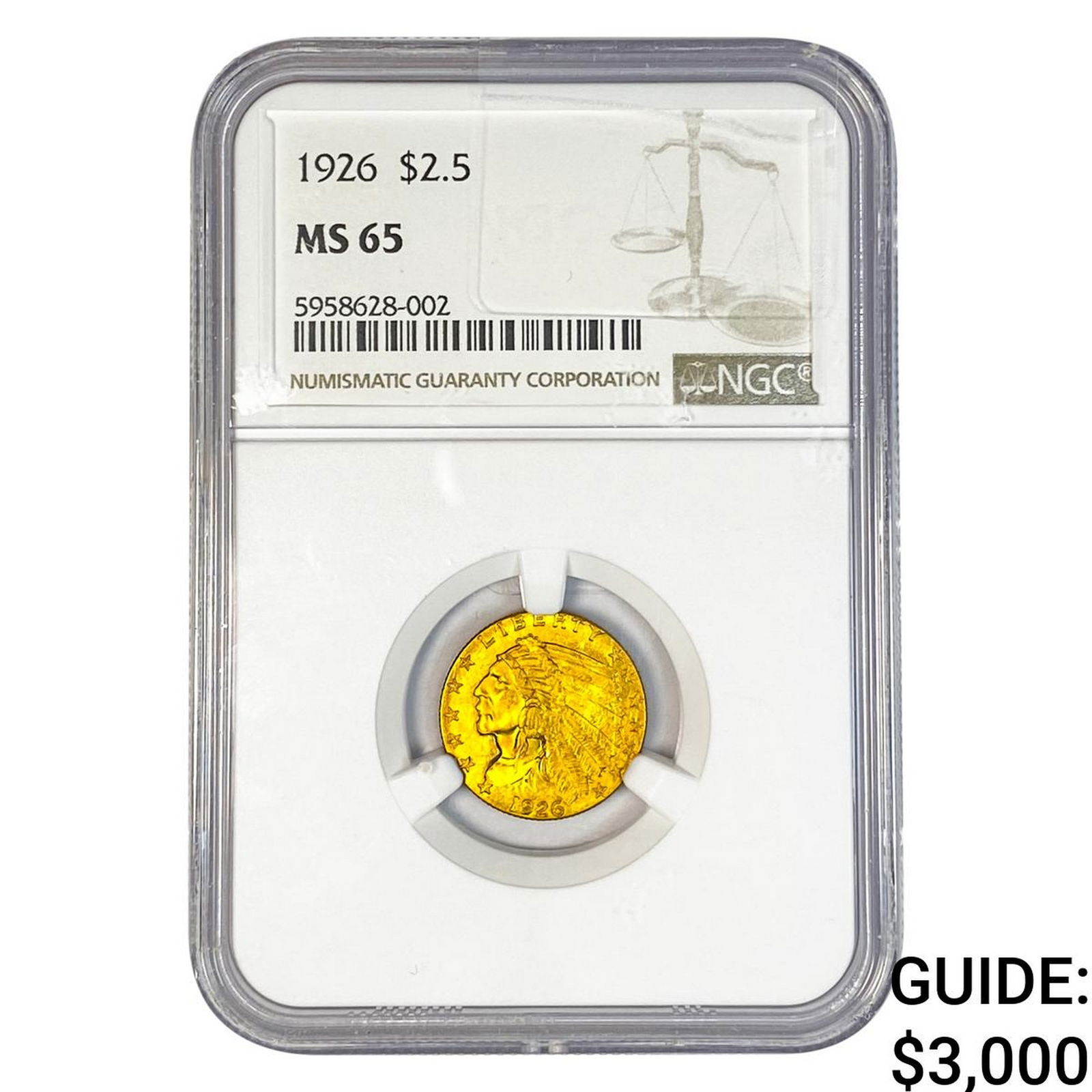 1926 $2.50 Gold Quarter Eagle NGC MS65: 1926 $2.50 Gold Quarter Eagle NGC MS65