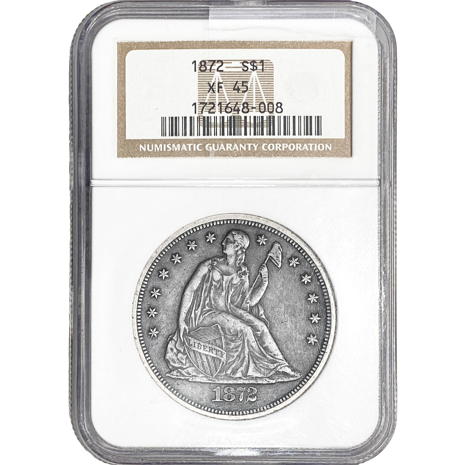 1872 Seated Liberty Dollar NGC XF45: 1872 Seated Liberty Dollar NGC XF45