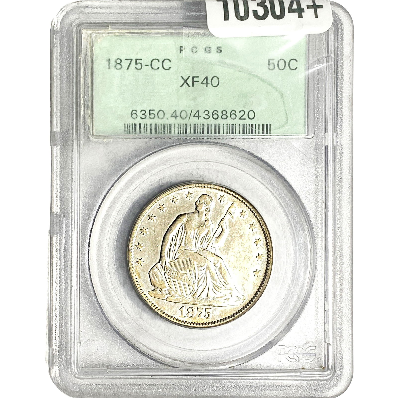 1875-CC Seated Liberty Half Dollar PCGS XF40: 1875-CC Seated Liberty Half Dollar PCGS XF40