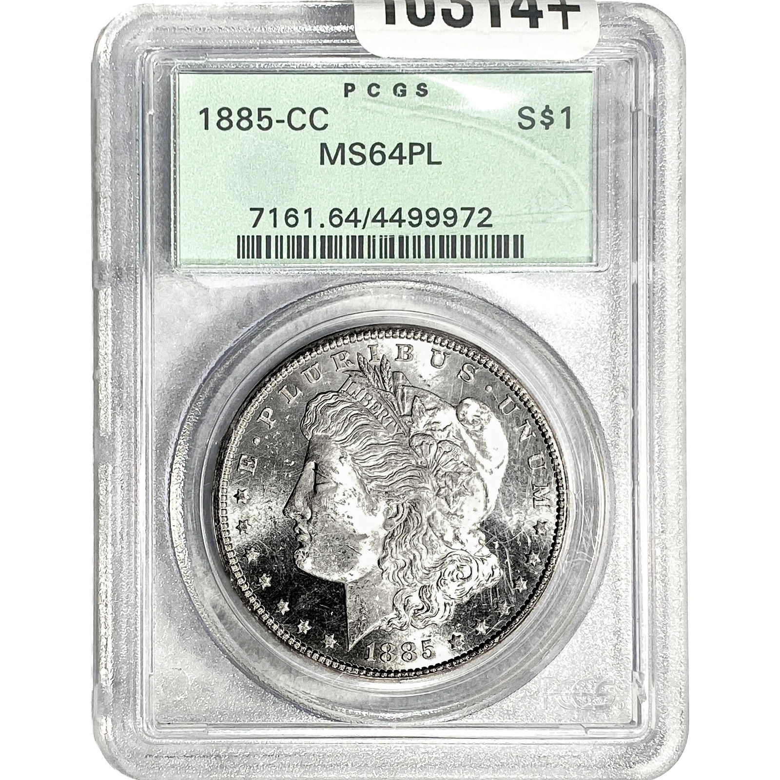 1855-CC Morgan Silver Dollar PCGS MS64 PL: 1855-CC Morgan Silver Dollar PCGS MS64 PL