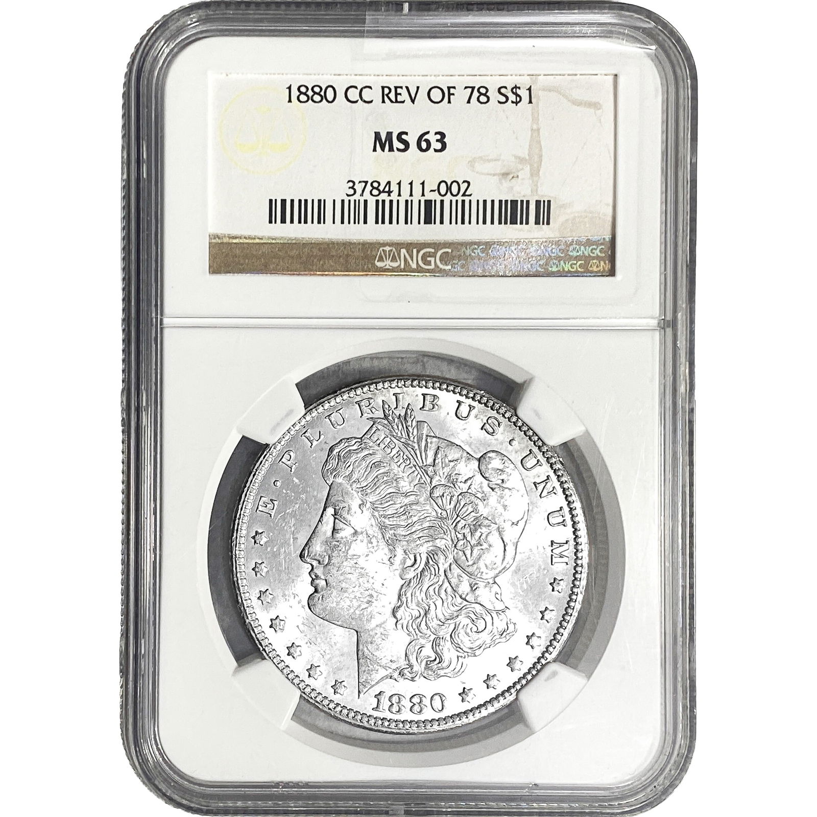 1880-CC Rev. 1878 Morgan Silver Dollar NGC MS63: 1880-CC Rev. 1878 Morgan Silver Dollar NGC MS63