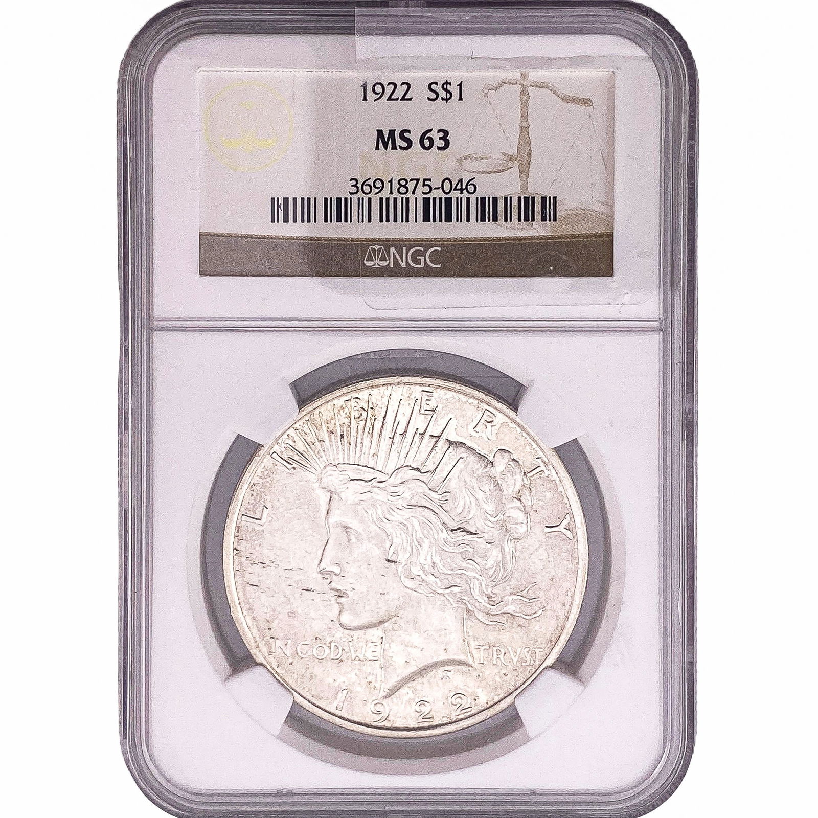 1922 Silver Peace Dollar NGC MS63 (1 of 2)