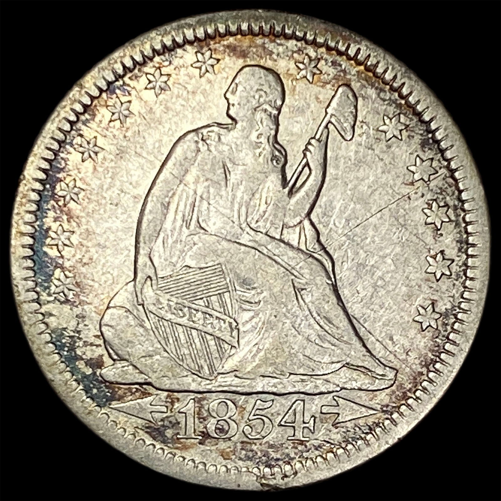 1854 Arrows Seated Liberty Quarter ABOUT UNCIRCULATED: 1854 Arrows Seated Liberty Quarter ABOUT UNCIRCULATED