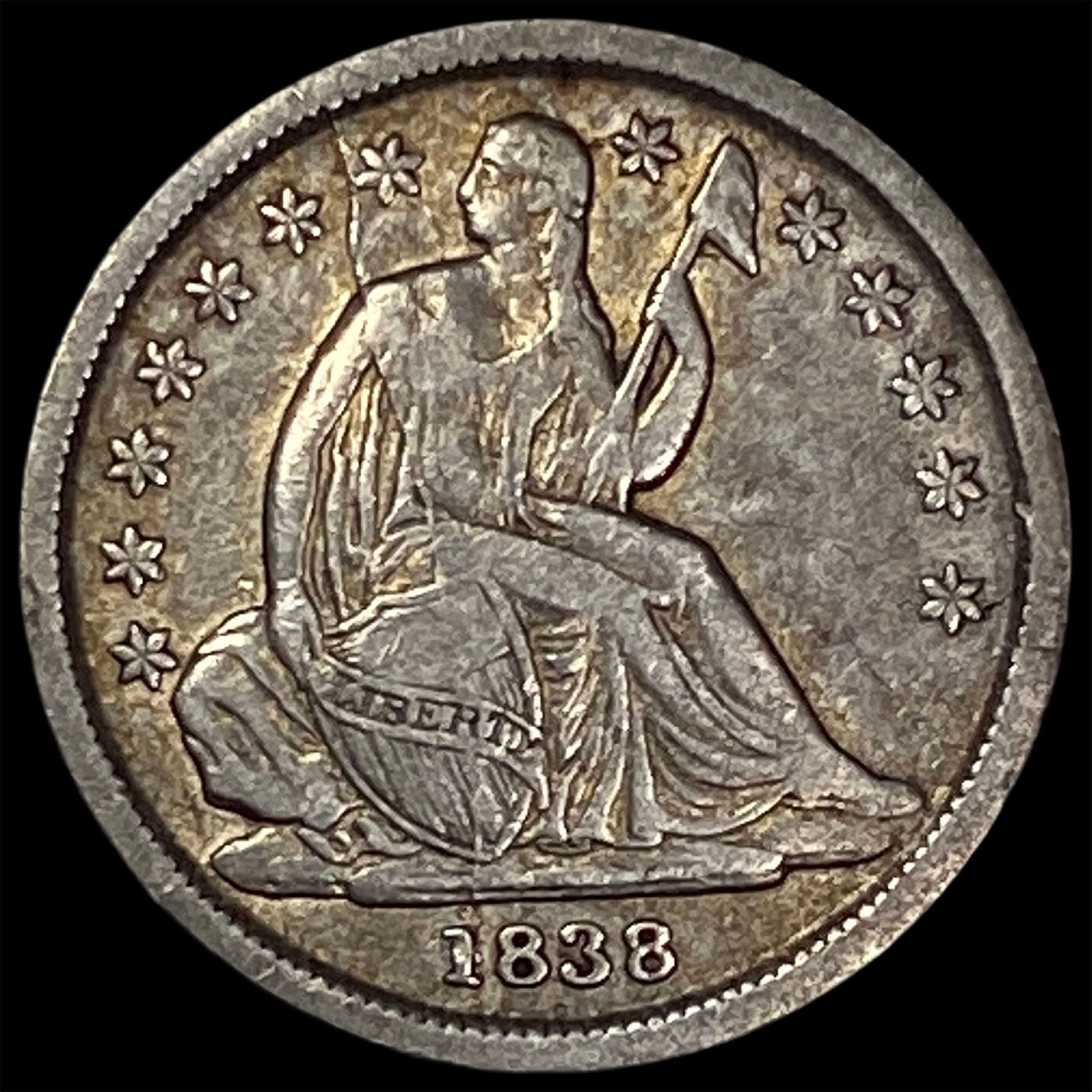 1838 Seated Liberty Dime NEARLY UNCIRCULATED: 1838 Seated Liberty Dime NEARLY UNCIRCULATED