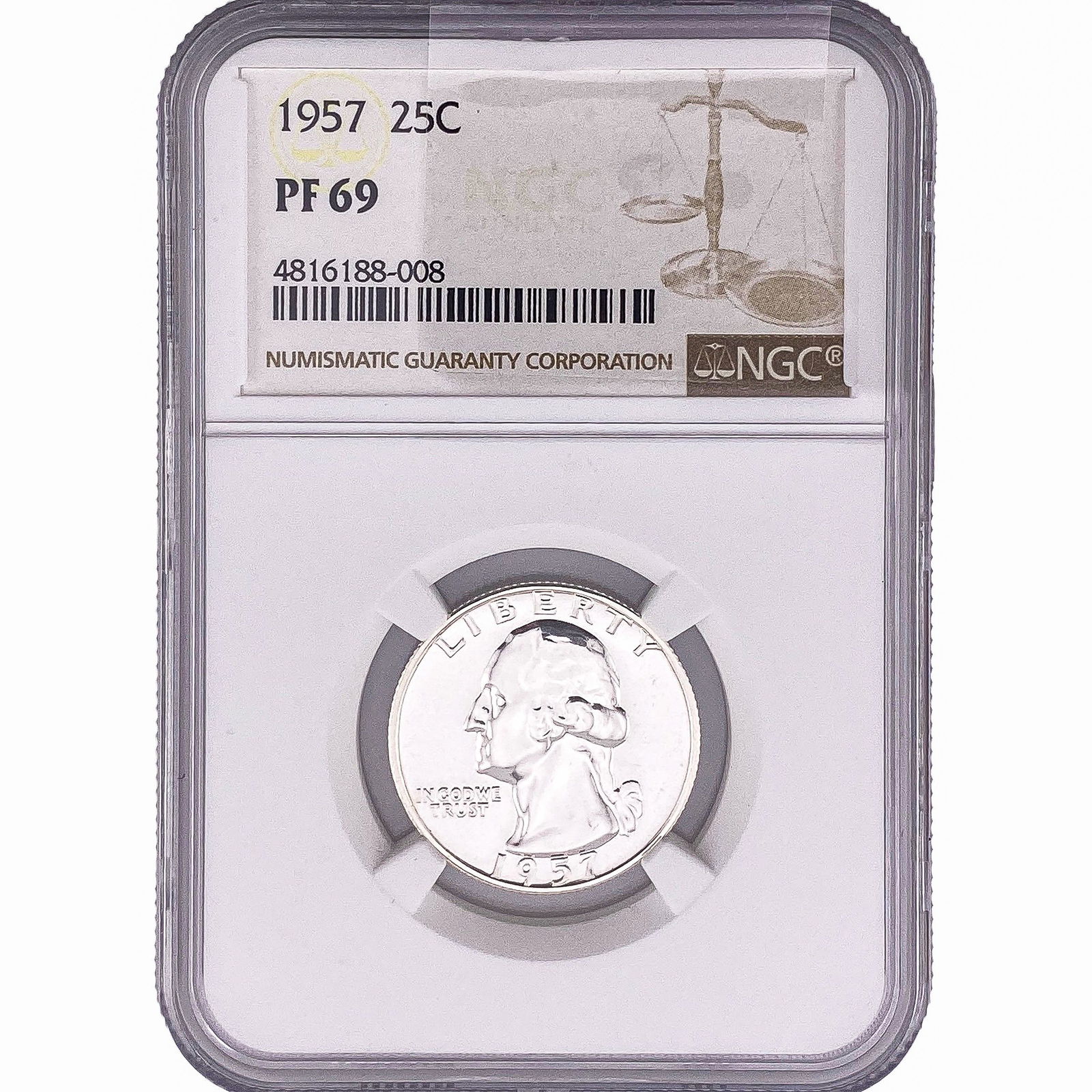 1957 Washington Silver Quarter NGC PF69: 1957 Washington Silver Quarter NGC PF69