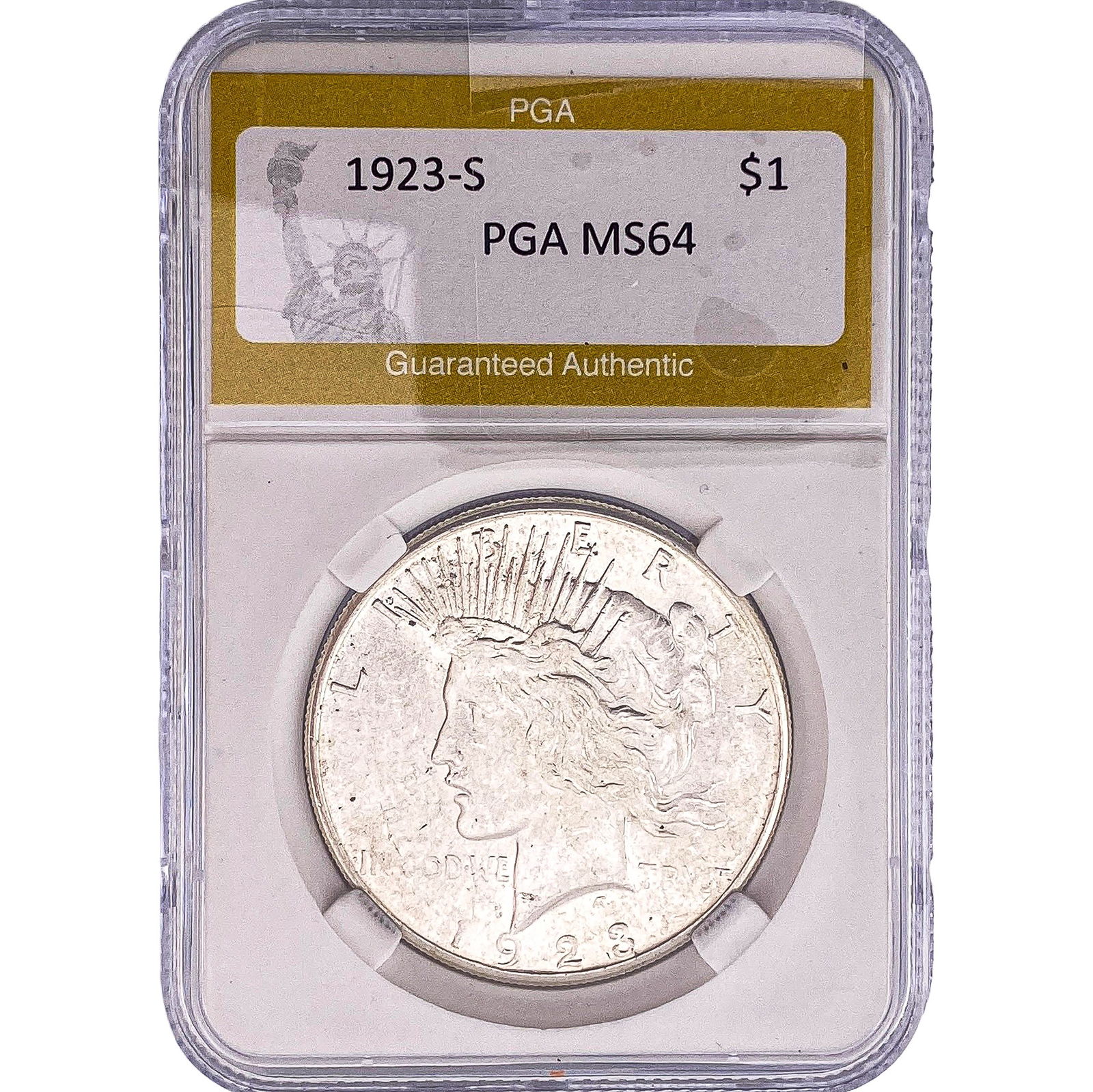 1923-S Silver Peace Dollar PGA MS64: 1923-S Silver Peace Dollar PGA MS64