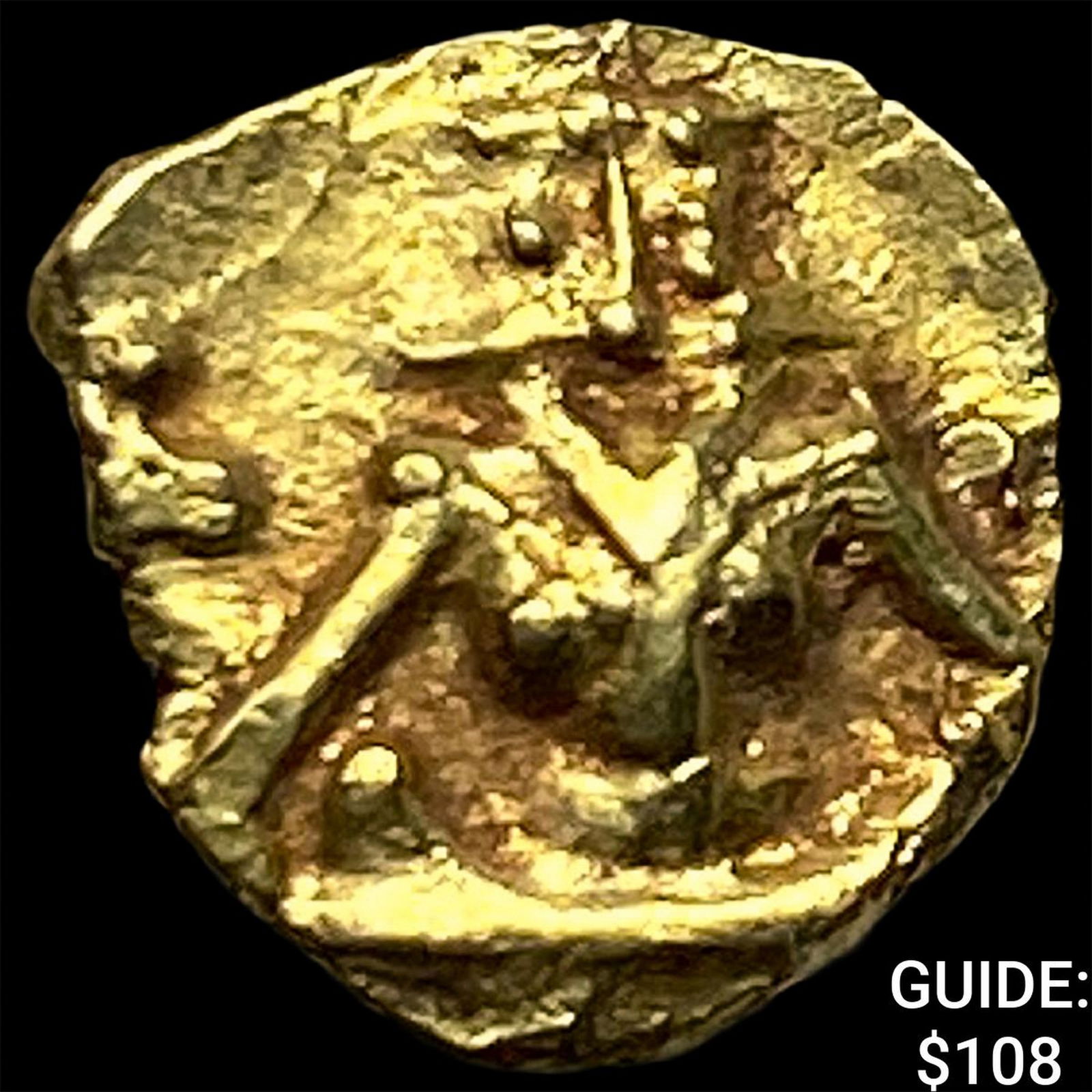 1600-1800 India .014oz Gold Fanam UNCIRCULATED: 1600-1800 India .014oz Gold Fanam UNCIRCULATED