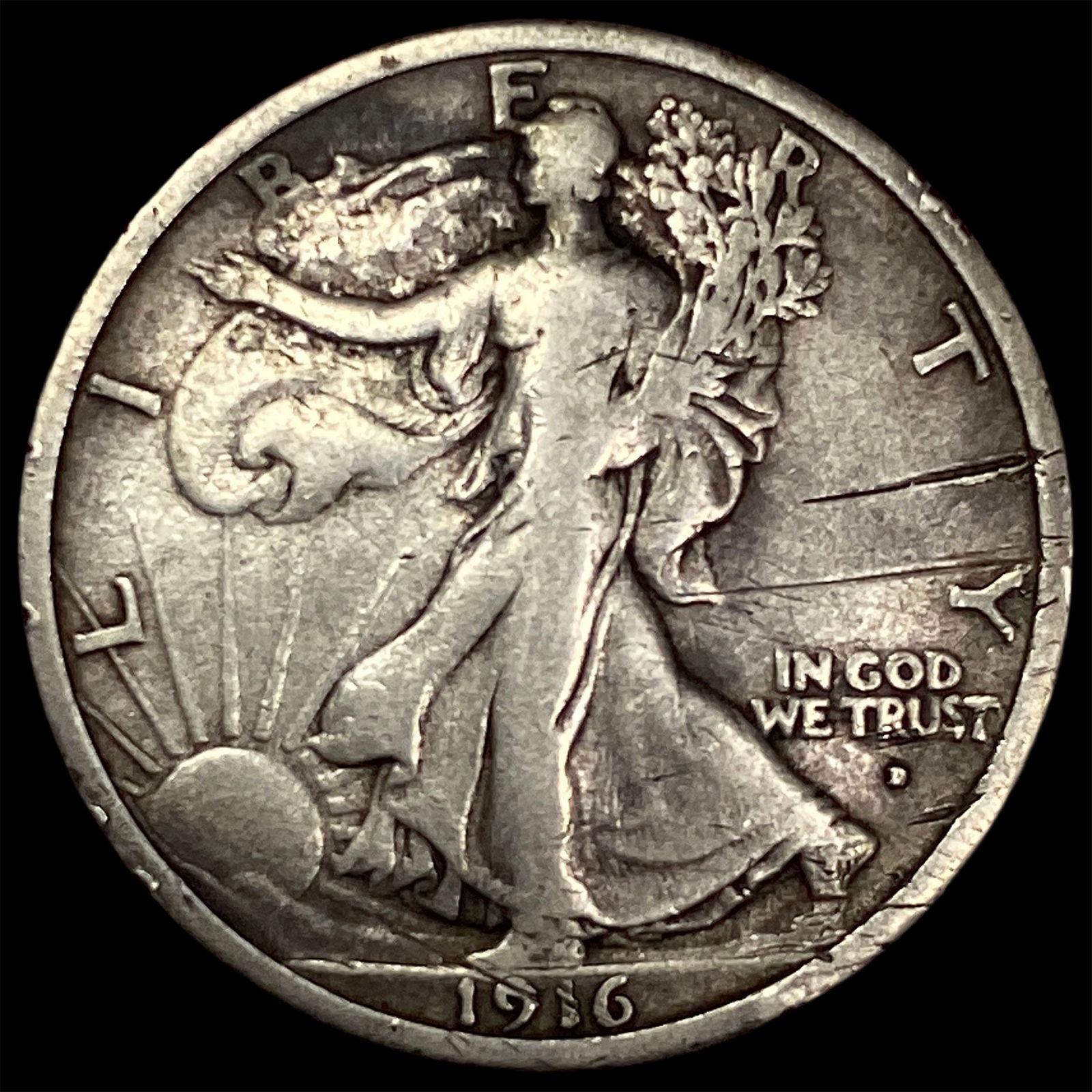 1916-D Silver Walking Liberty Half Dollar HIGH GRADE: 1916-D Silver Walking Liberty Half Dollar HIGH GRADE