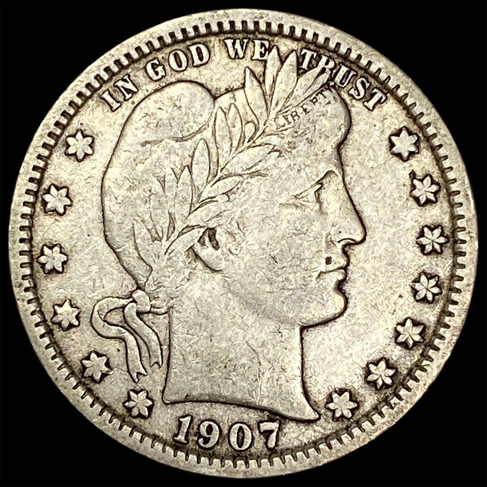 1907 Barber Silver Quarter ABOUT UNCIRCULATED: 1907 Barber Silver Quarter ABOUT UNCIRCULATED