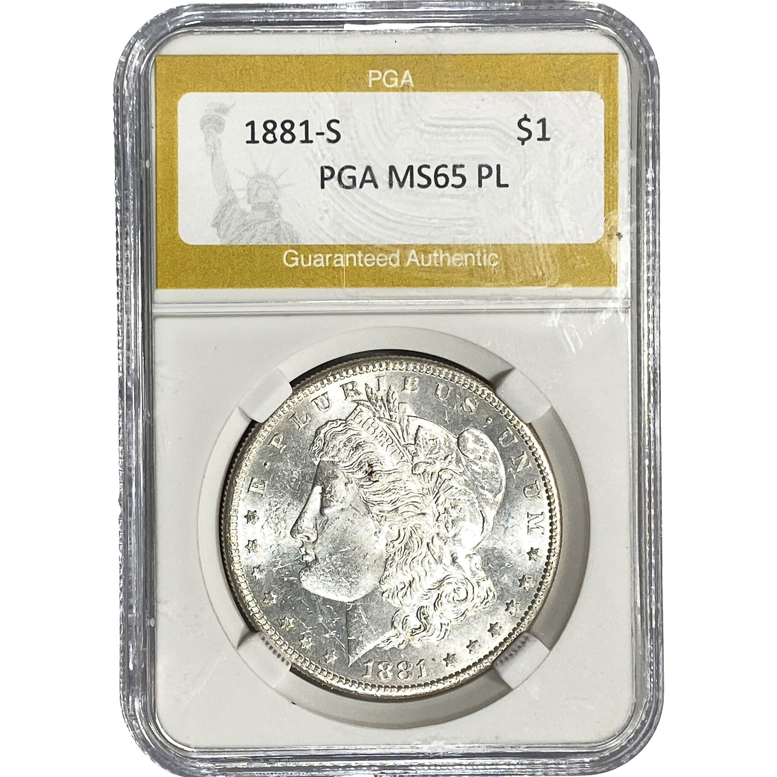 1881-S Morgan Silver Dollar PGA MS65 PL: 1881-S Morgan Silver Dollar PGA MS65 PL