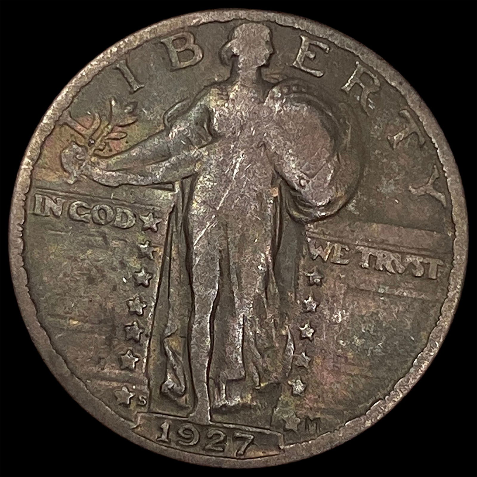 1927-S Silver Standing Liberty Quarter LIGHTLY CIRCULATED: 1927-S Silver Standing Liberty Quarter LIGHTLY CIRCULATED