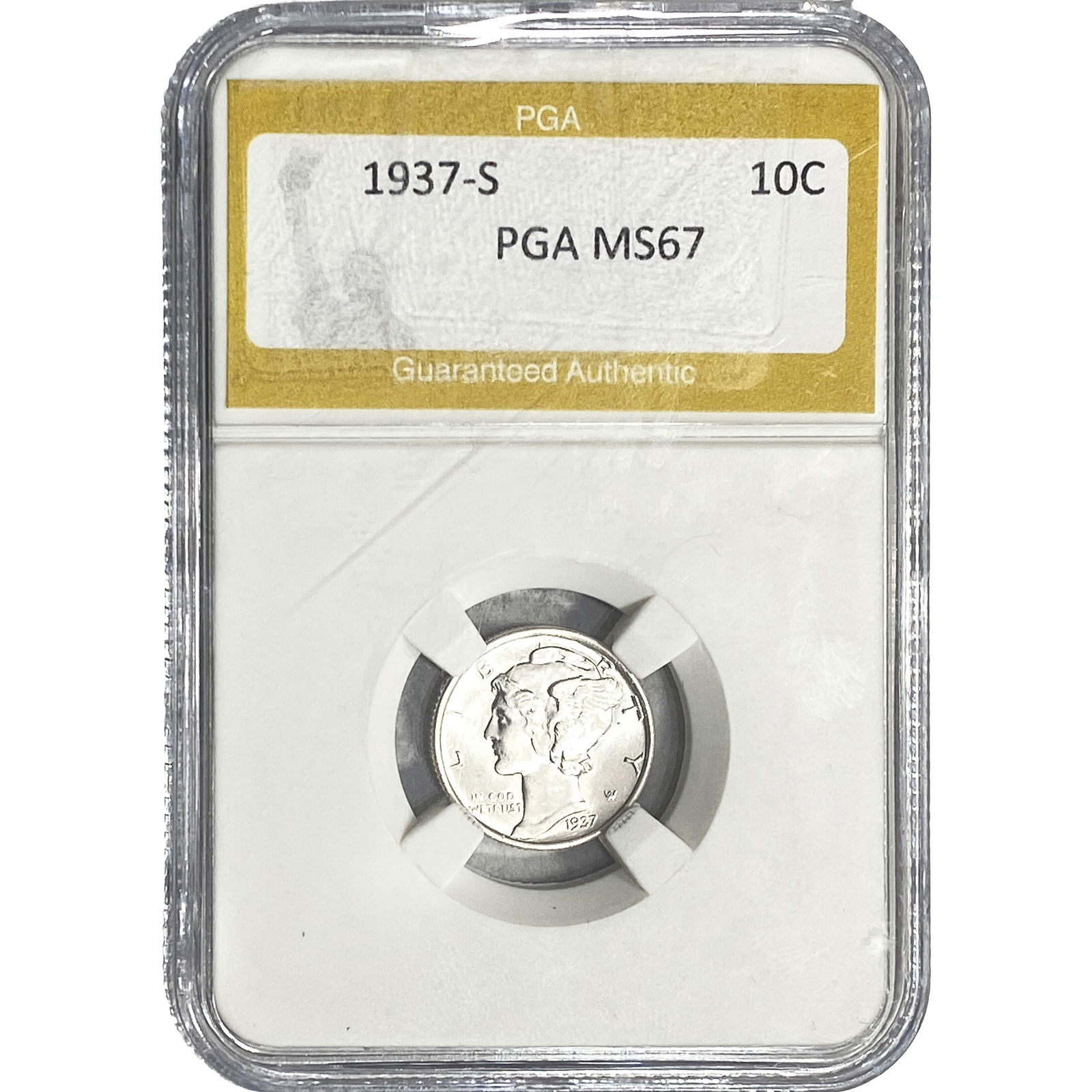 1937-S Mercury Silver Dime PGA MS67: 1937-S Mercury Silver Dime PGA MS67