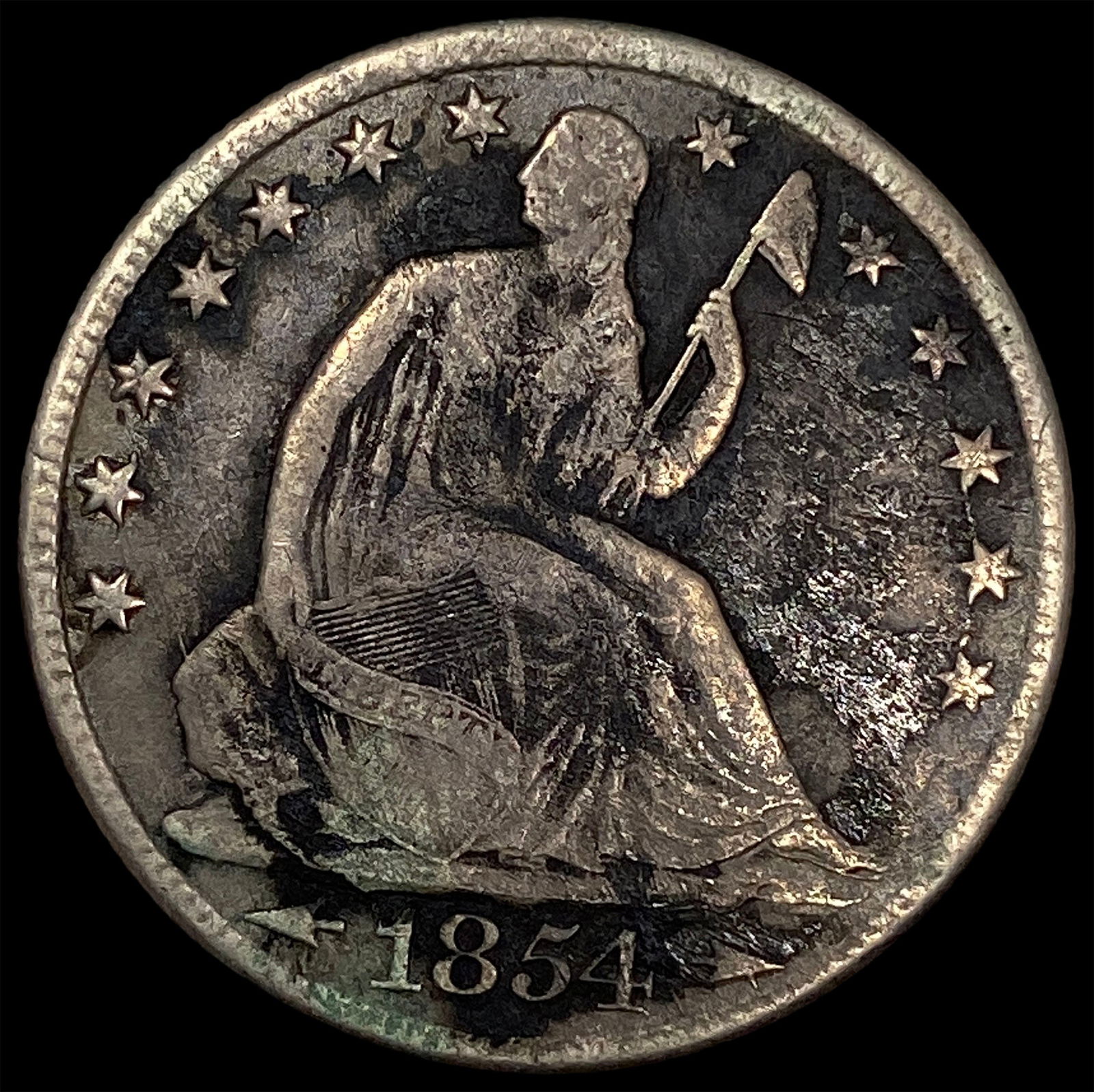 1854-O Silver Seated Liberty Half Dollar NICELY CIRCULATED: 1854-O Silver Seated Liberty Half Dollar NICELY CIRCULATED