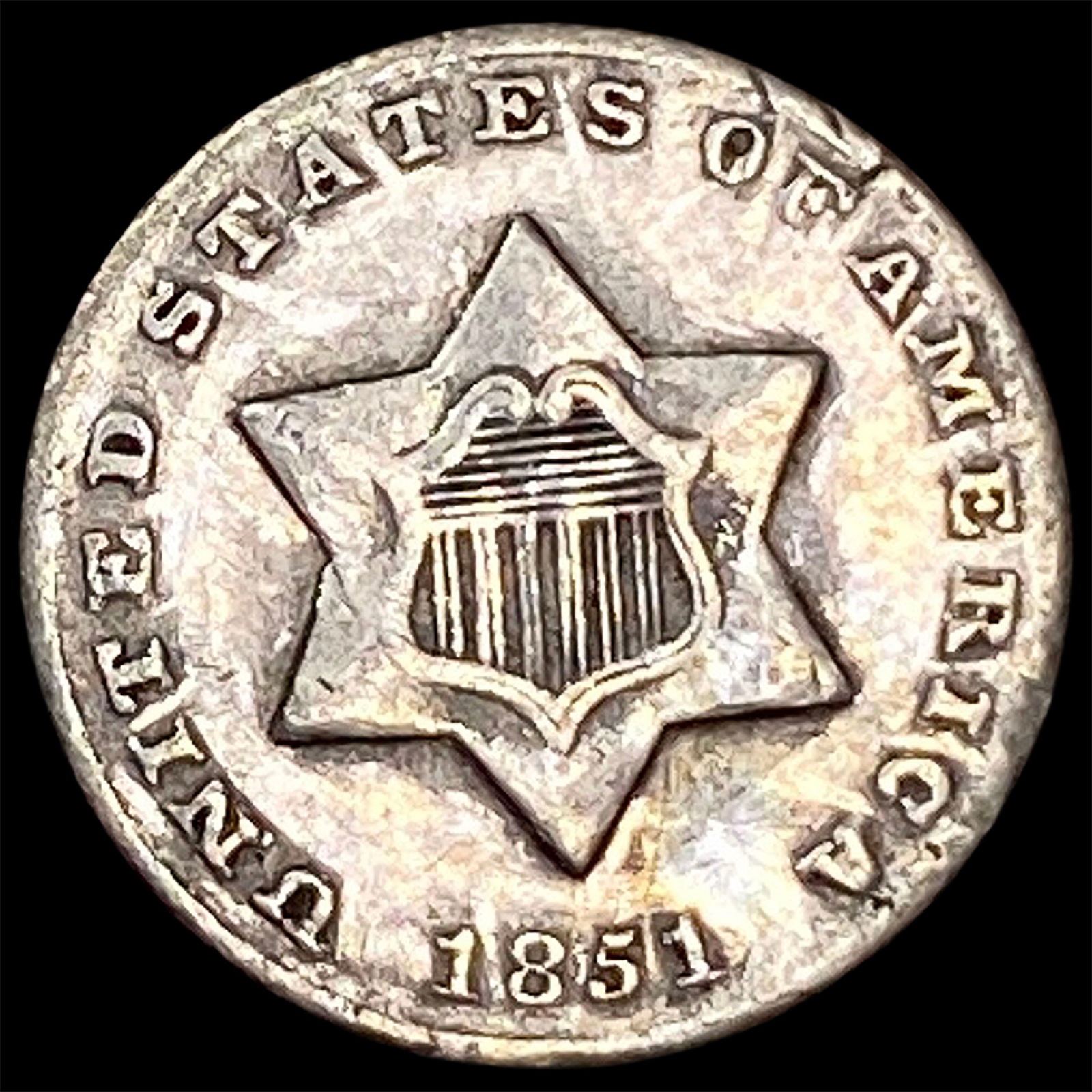 1851 Silver Three-Cent Piece NEARLY UNCIRCULATED (1 of 2)