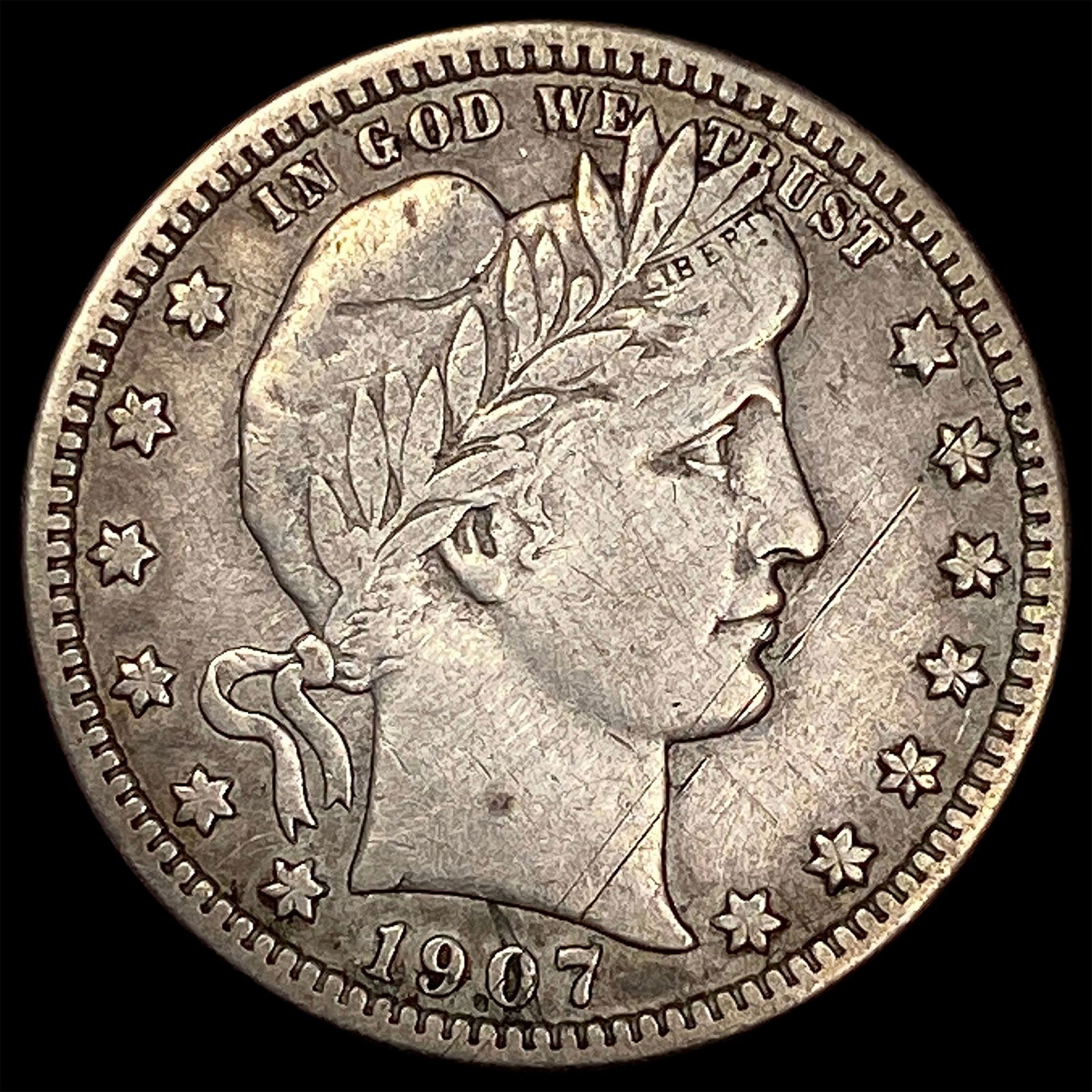 1907-O Silver Barber Quarter NEARLY UNCIRCULATED (1 of 2)
