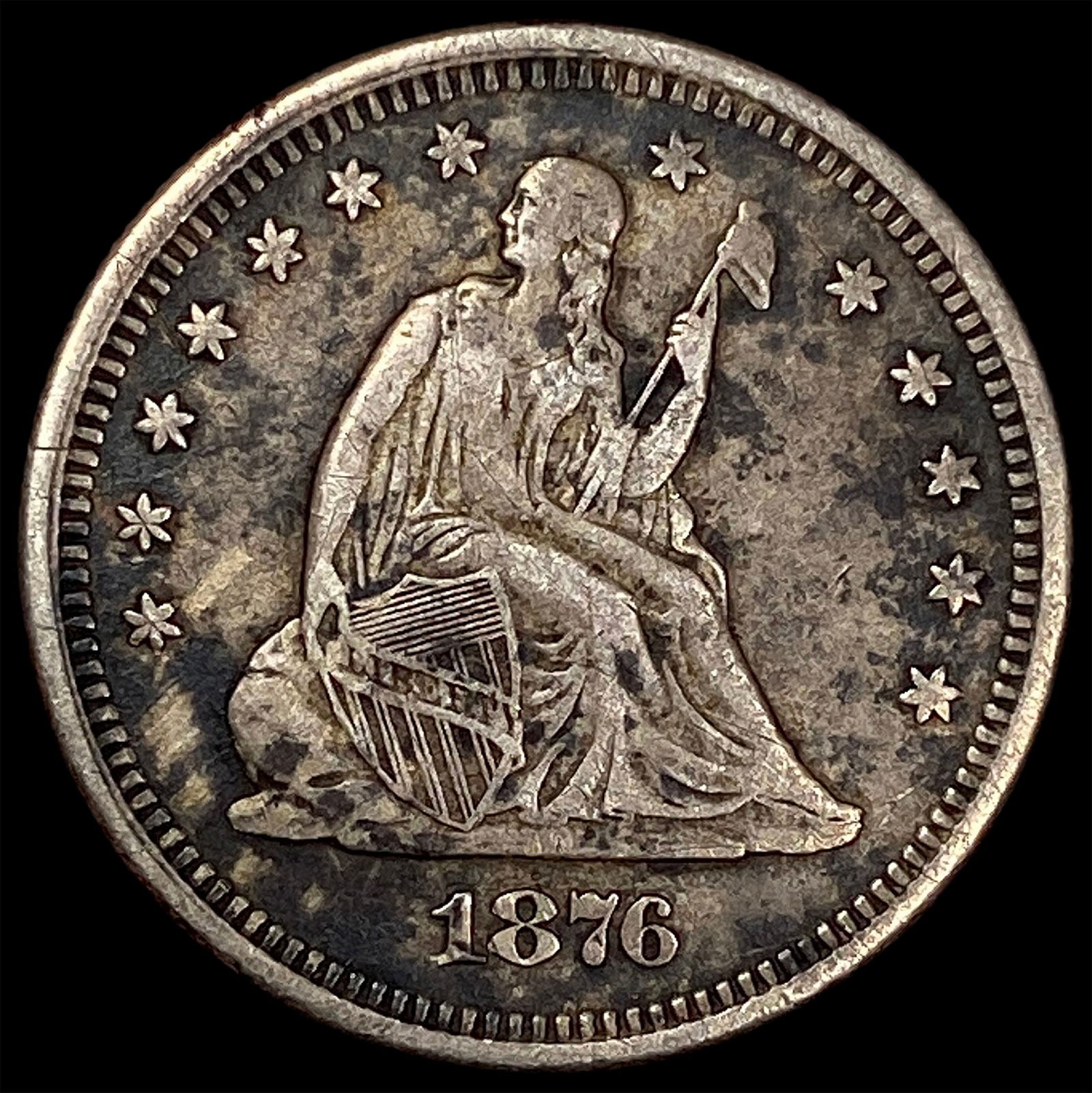 1876-S Silver Seated Liberty Quarter NEARLY UNCIRCULATED: 1876-S Silver Seated Liberty Quarter NEARLY UNCIRCULATED