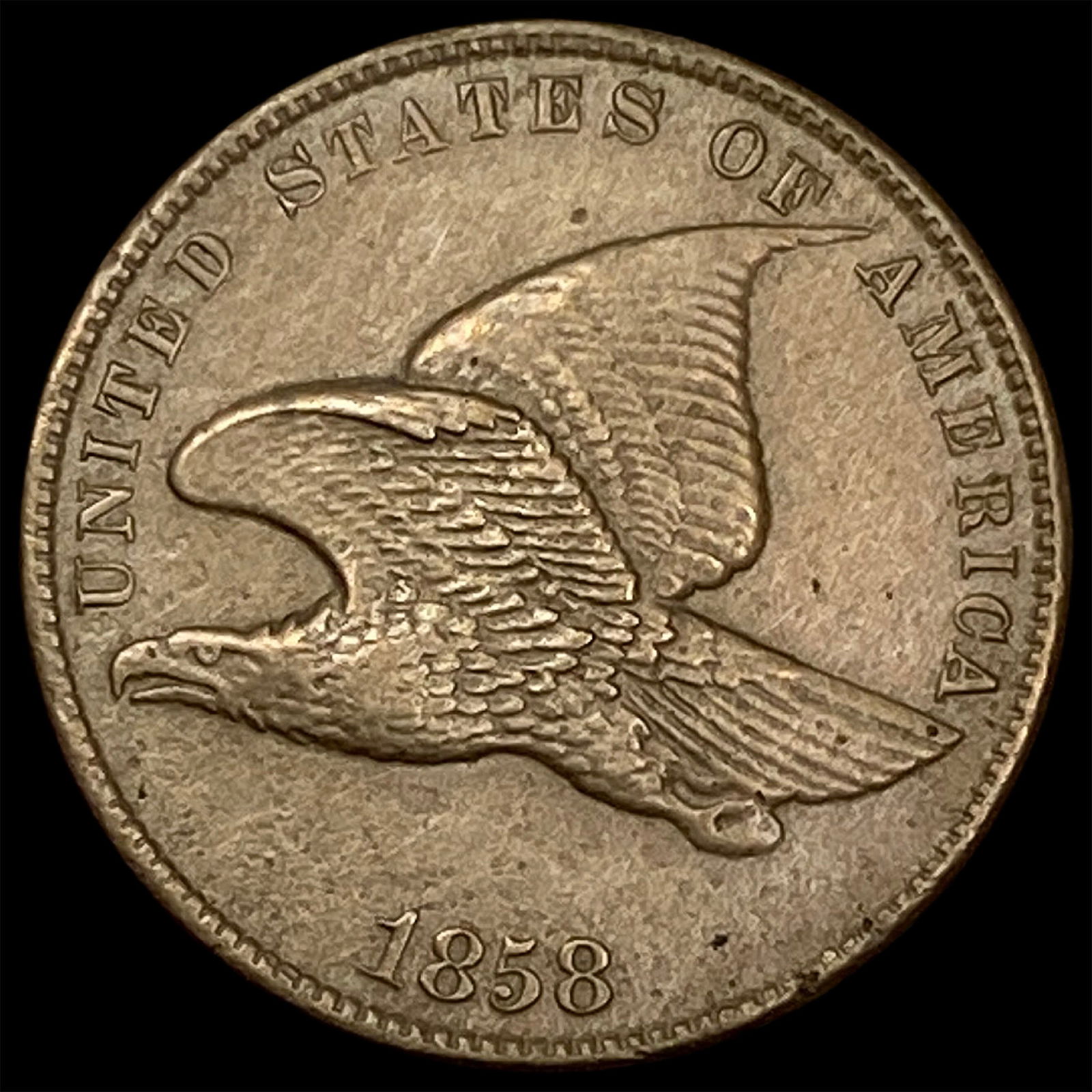 1858 Copper-Nickel Flying Eagle Cent CLOSELY UNCIRCULATED: 1858 Copper-Nickel Flying Eagle Cent CLOSELY UNCIRCULATED