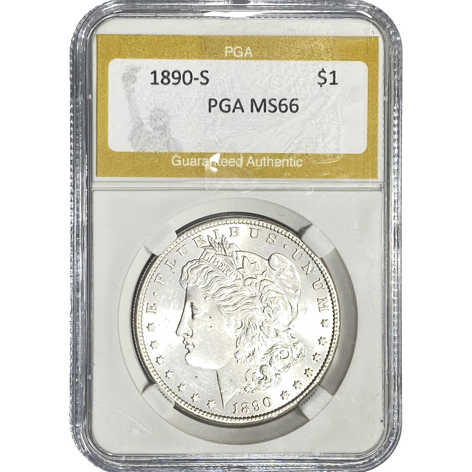 1890-S Morgan Silver Dollar PGA MS66: 1890-S Morgan Silver Dollar PGA MS66