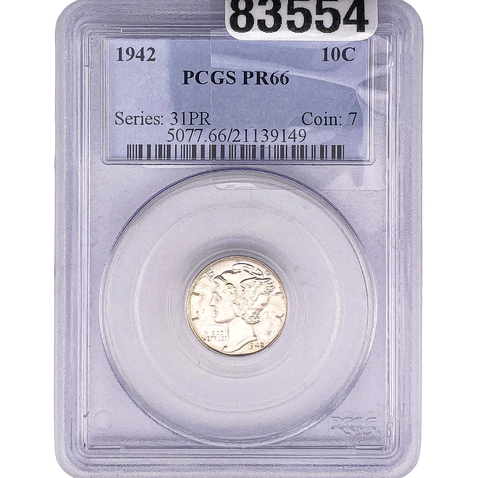 1942 Mercury Silver Dime PCGS PR66: 1942 Mercury Silver Dime PCGS PR66